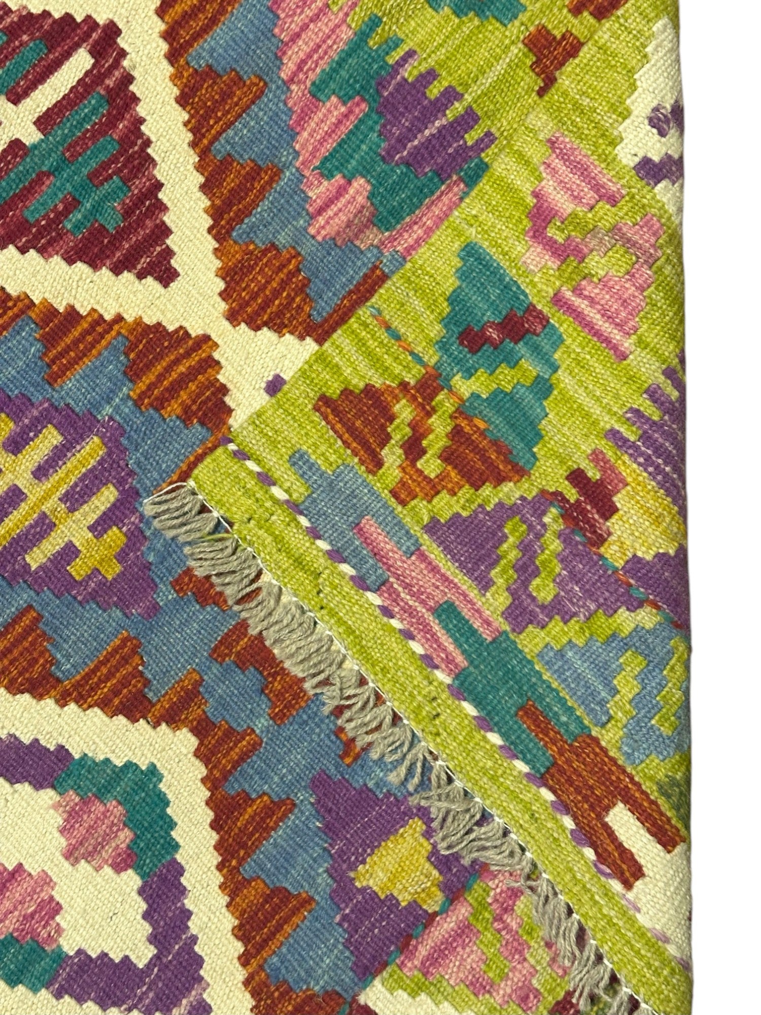 Hand-Woven Afghani Kilim Wool Rug 2'9" x 3'8"