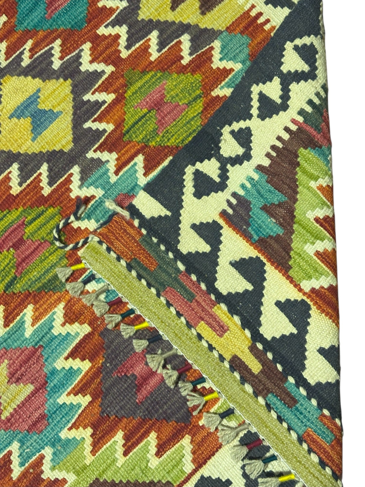 Hand-Woven Afghani Kilim Wool Rug 3'3" x 5'2"