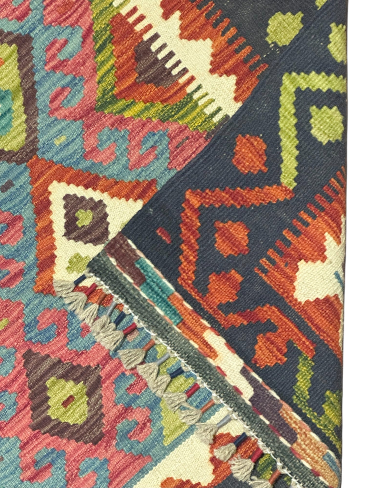 Hand-Woven Afghani Kilim Wool Rug 3'7" x 5'2"