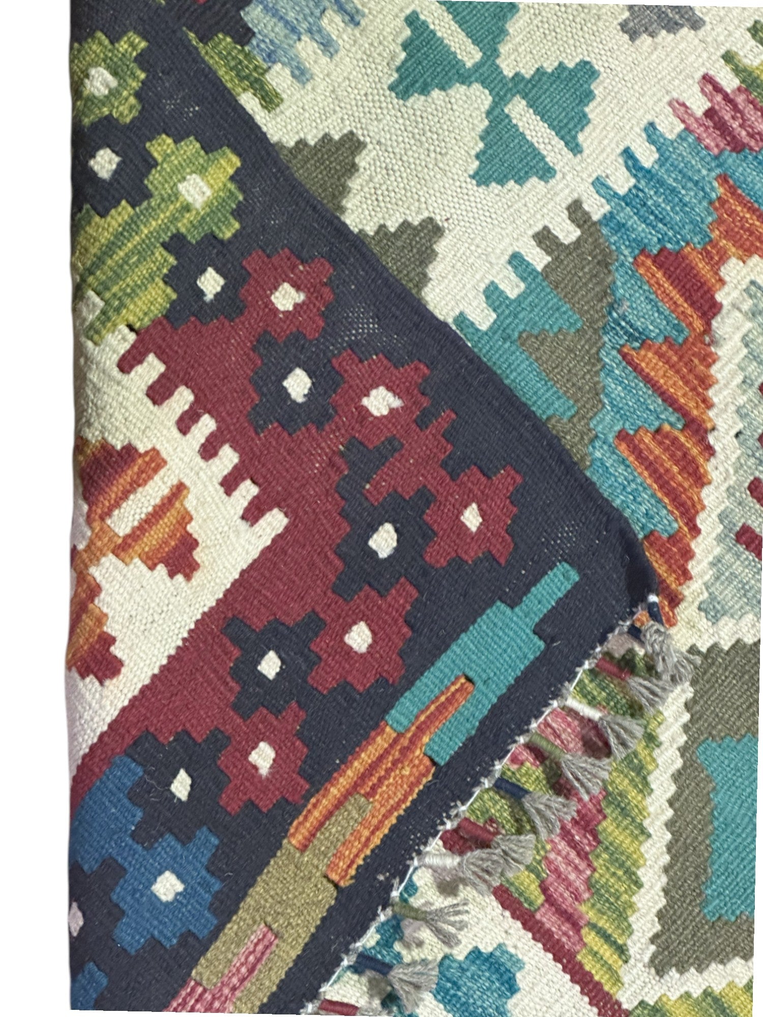 Hand-Woven Afghani Kilim Wool Rug 3'11" x 5'11"