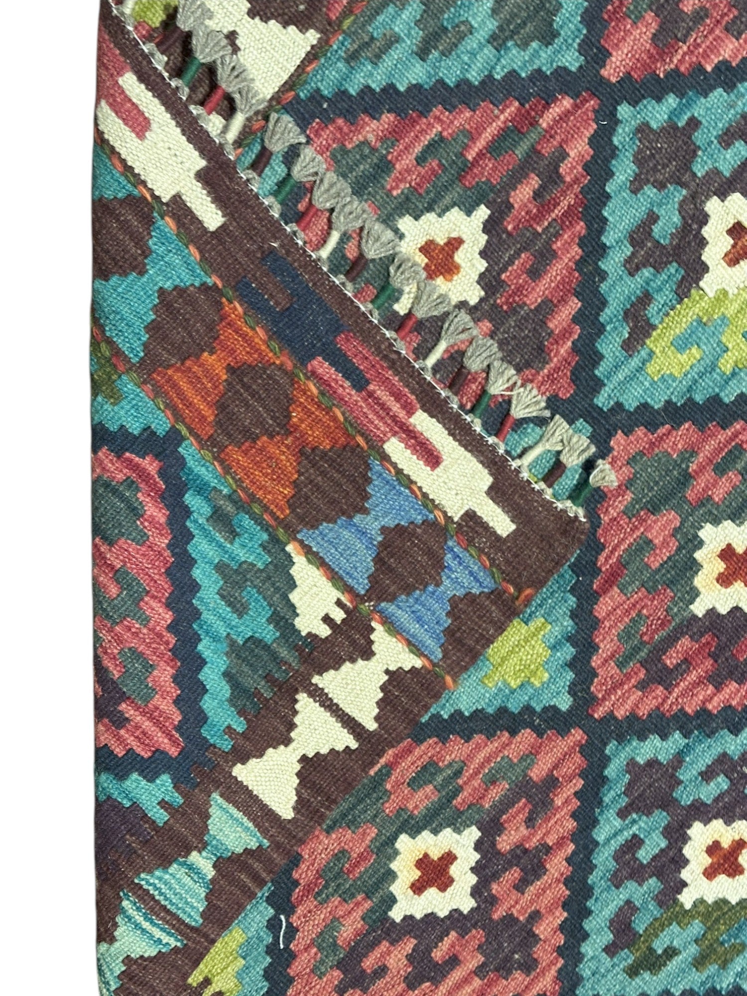 Hand-Woven Afghani Kilim Wool Rug 4'4" x 5'10"