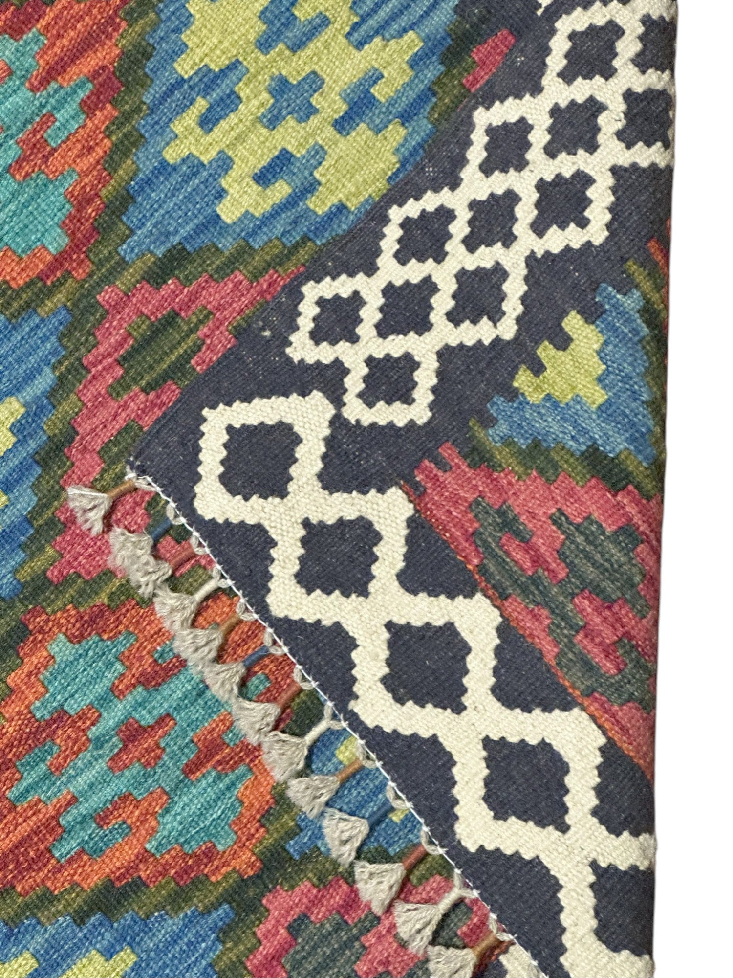 Hand-Woven Afghani Kilim Wool Rug 3'6" x 4'11"