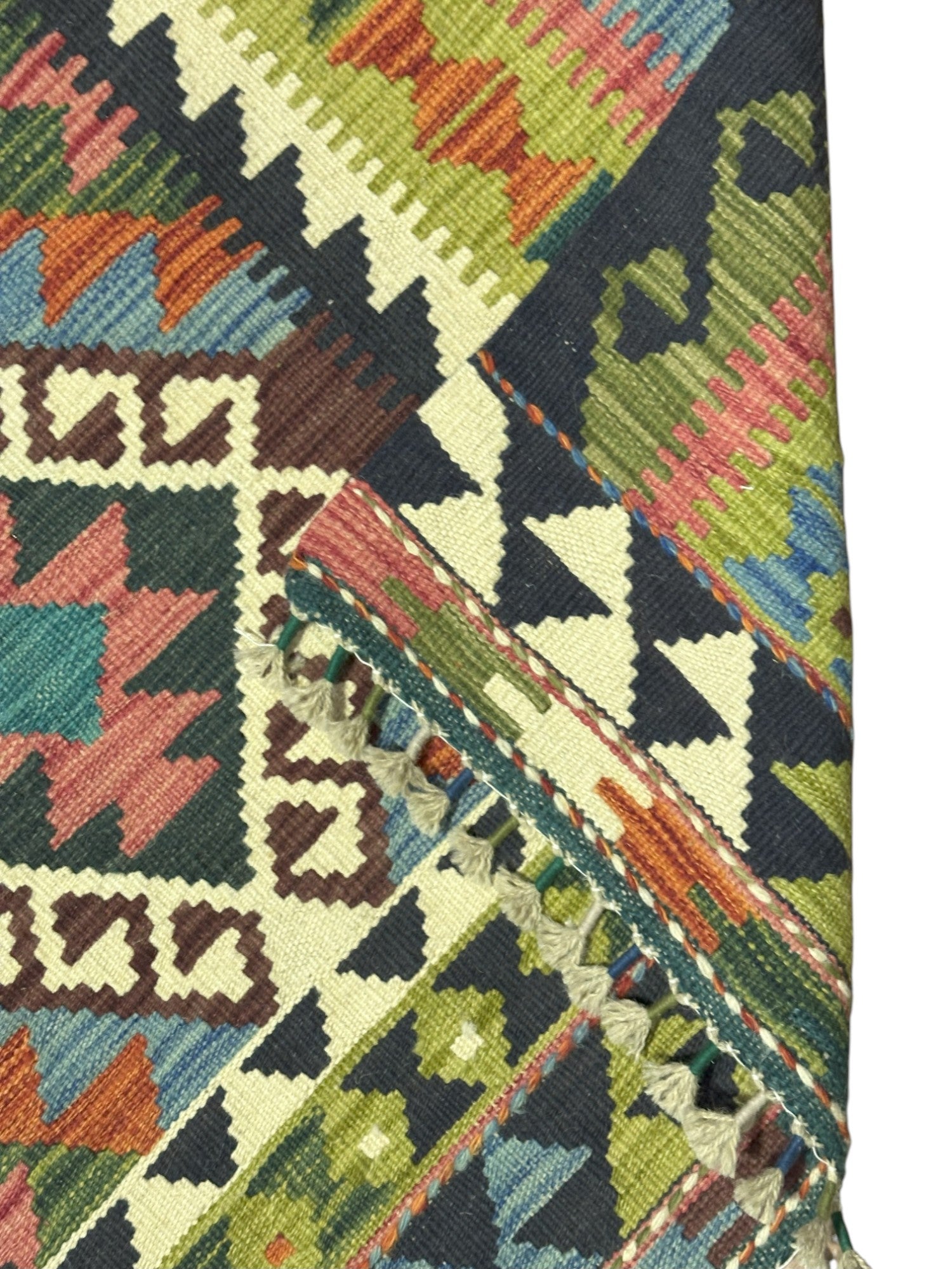 Hand-Woven Afghani Kilim Wool Rug 3'5" x 5'4"
