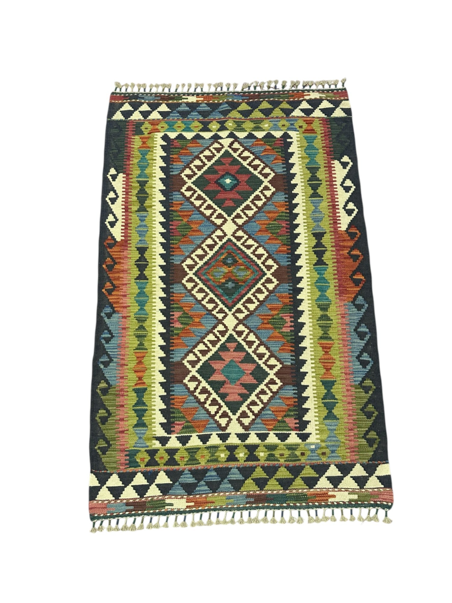 Hand-Woven Afghani Kilim Wool Rug 3'5" x 5'4"