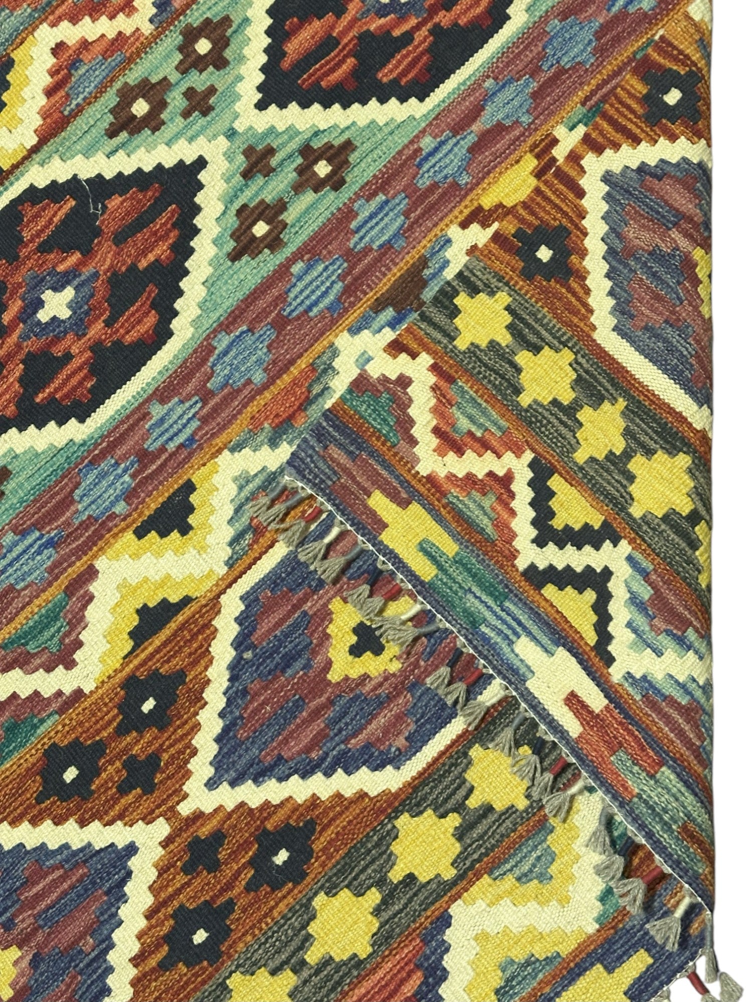 Hand-Woven Afghani Kilim Wool Rug 3'3" x 4'10"