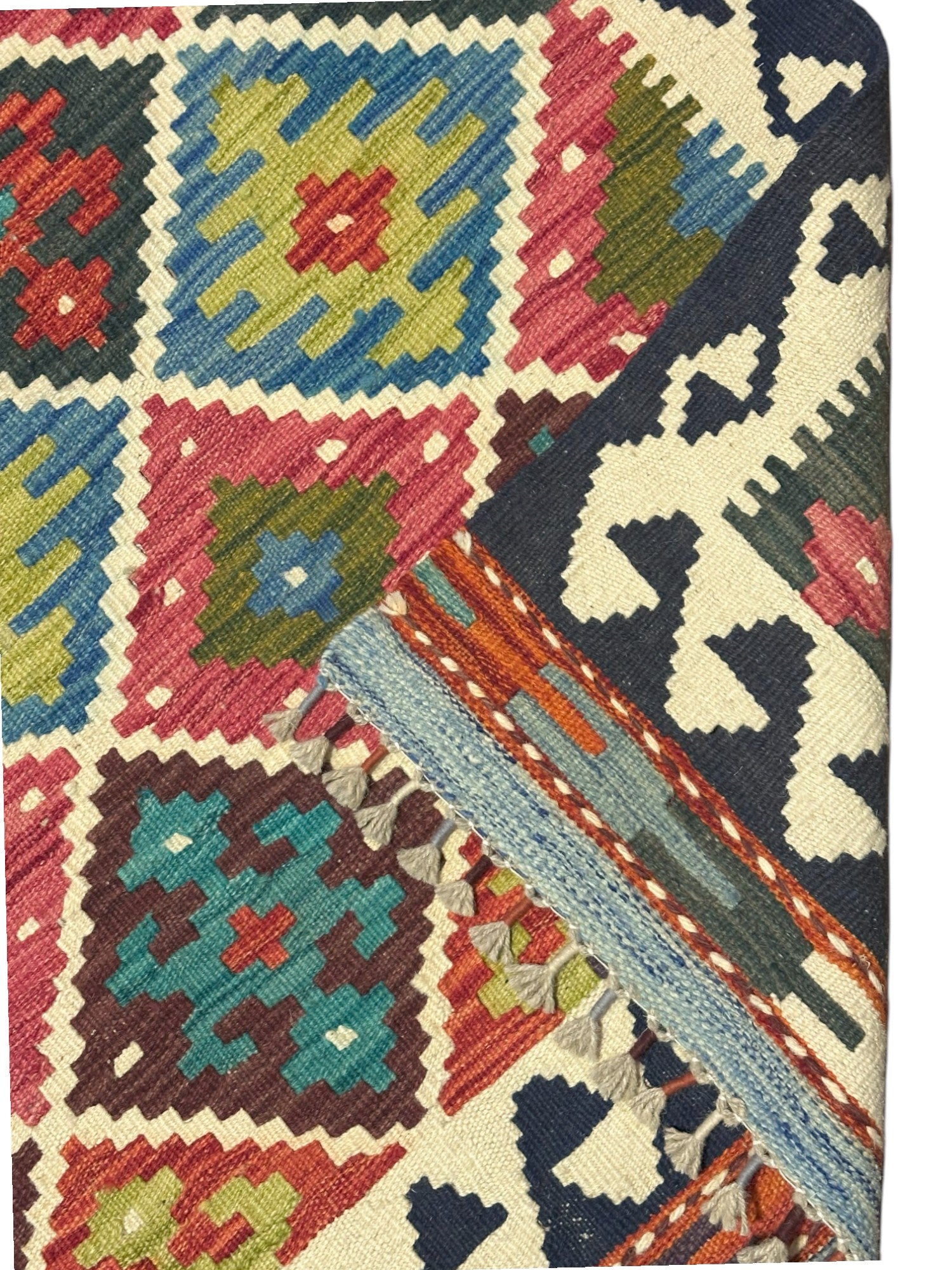 Hand-Woven Afghani Kilim Wool Rug 3'6" x 4'10"