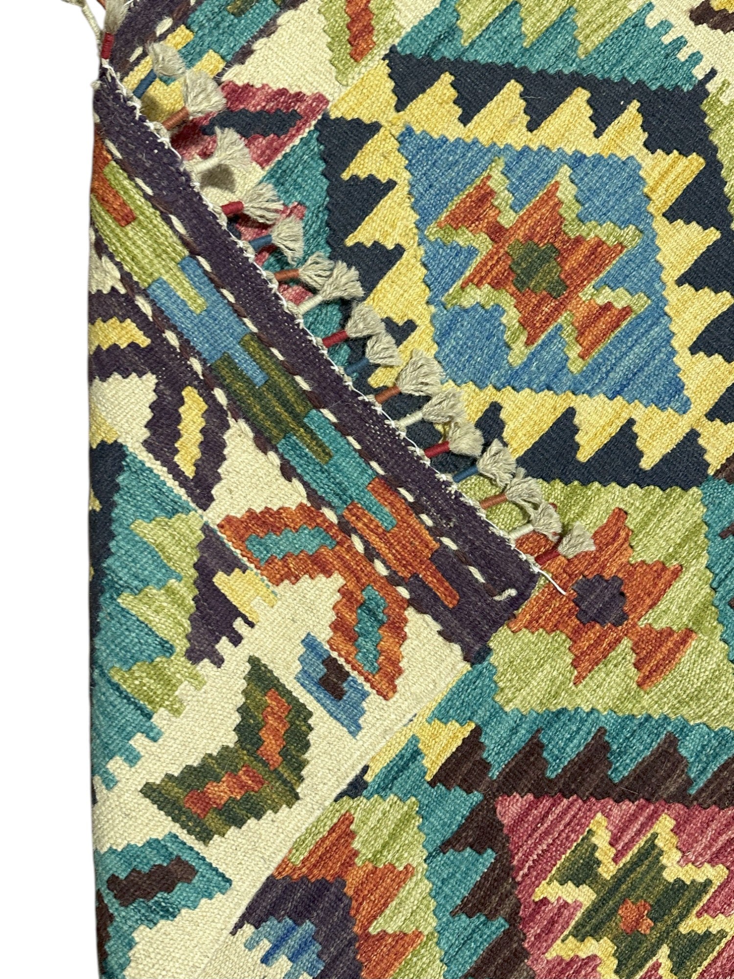Hand-Woven Afghani Kilim Wool Rug 2'9" x 4'1"