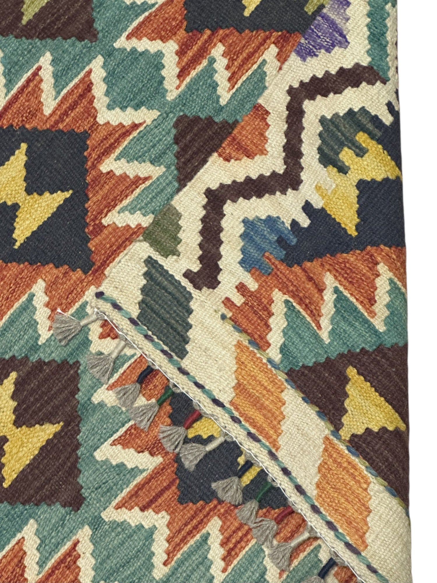 Hand-Woven Afghani Kilim Wool Rug 2'7" x 4'2"