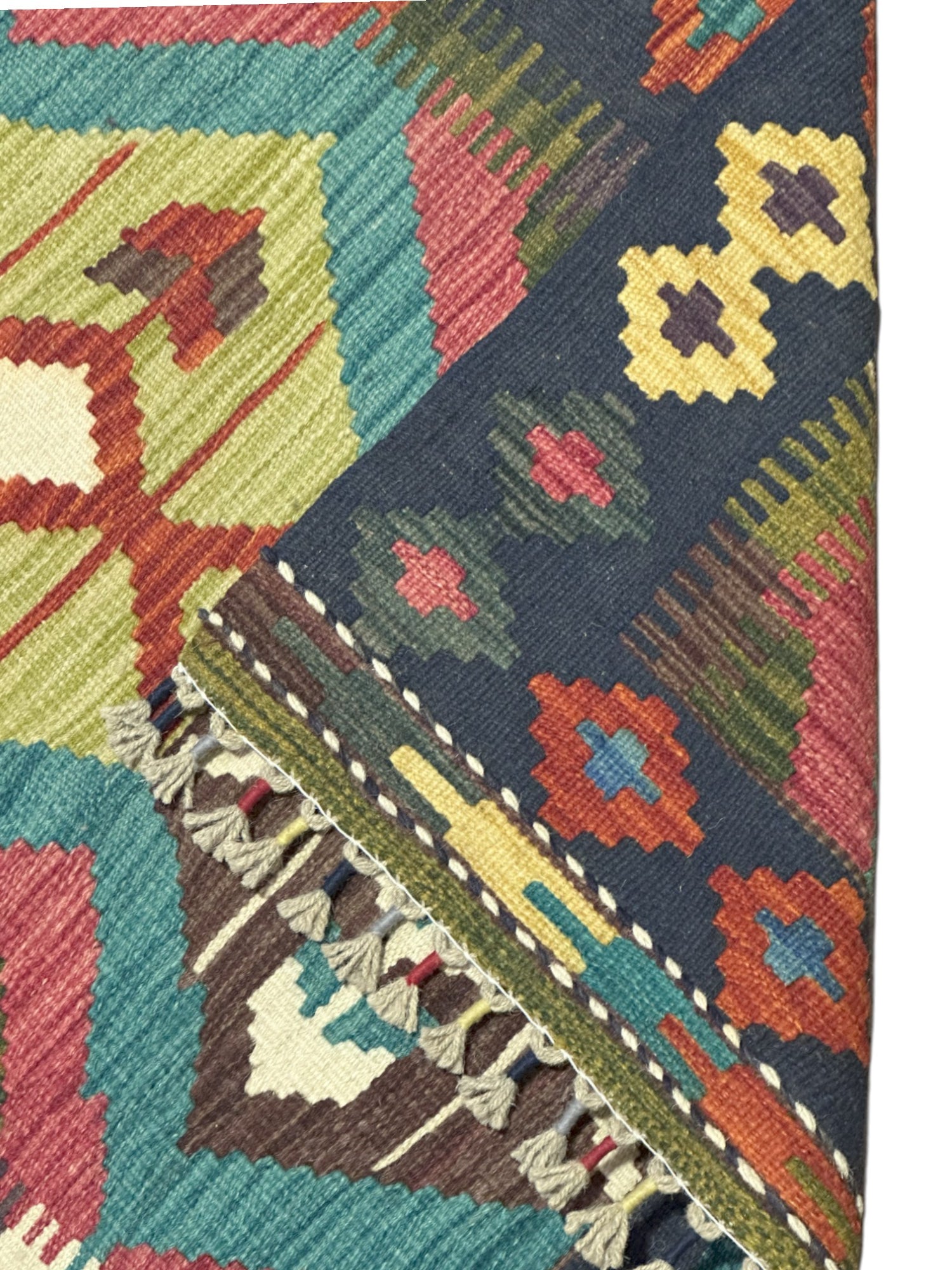 Hand-Woven Afghani Kilim Wool Rug 2'8" x 4'5"