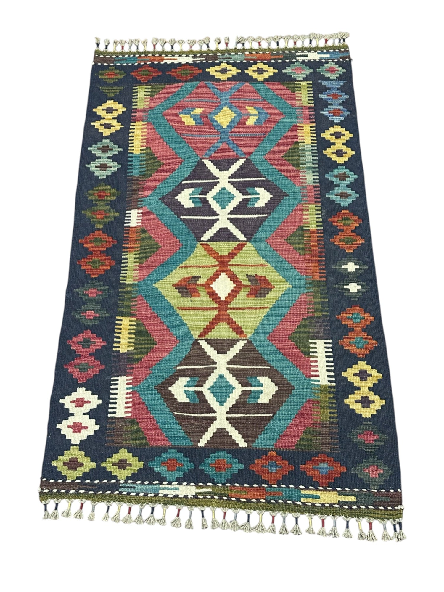 Hand-Woven Afghani Kilim Wool Rug 2'8" x 4'5"