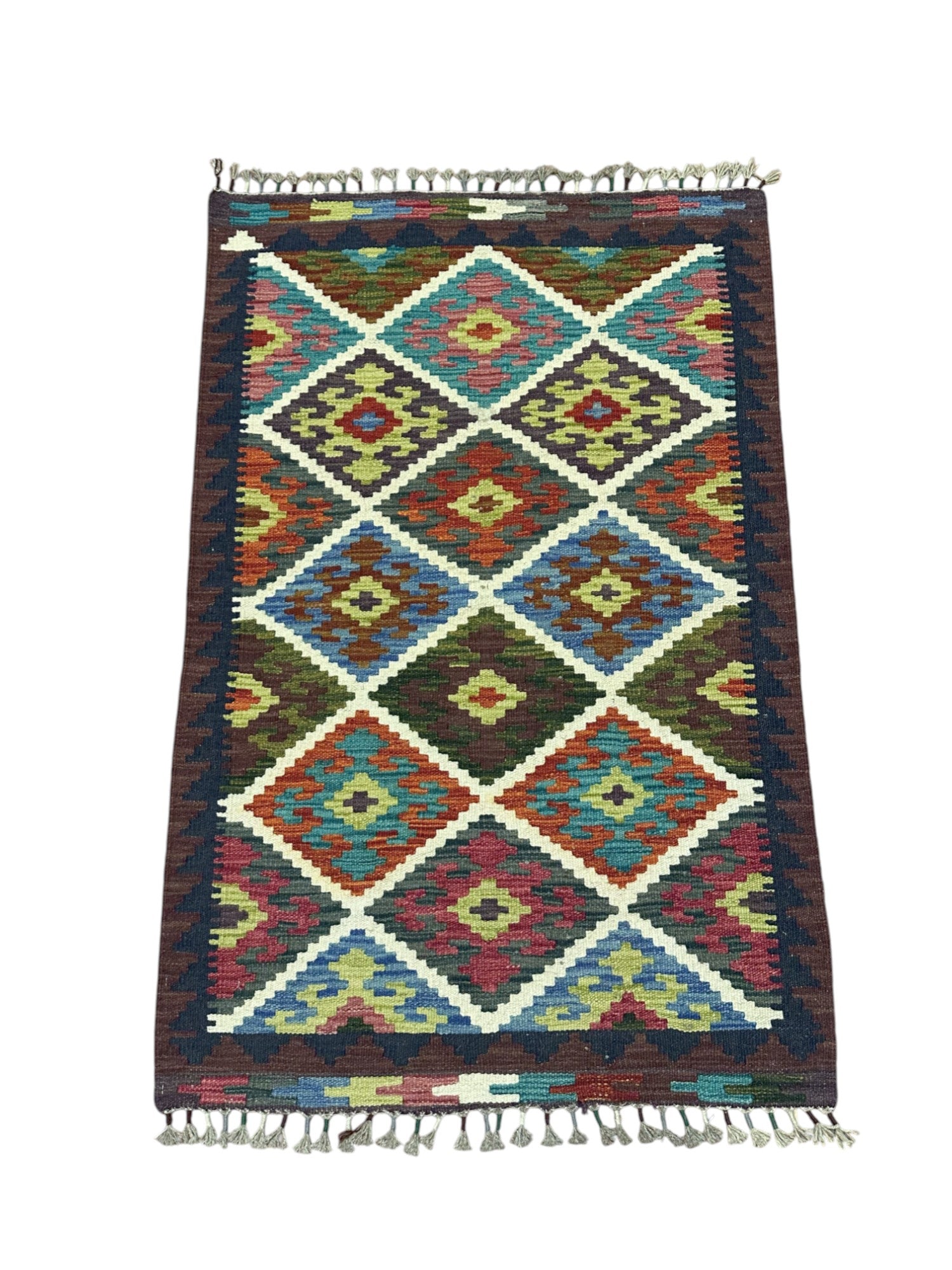 Hand-Woven Afghani Kilim Wool Rug 2'7" x 4'2"