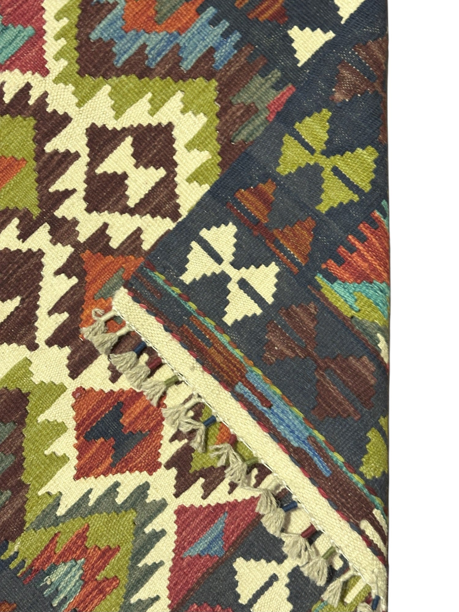 Hand-Woven Afghani Kilim Wool Rug 2'8" x 4'1"