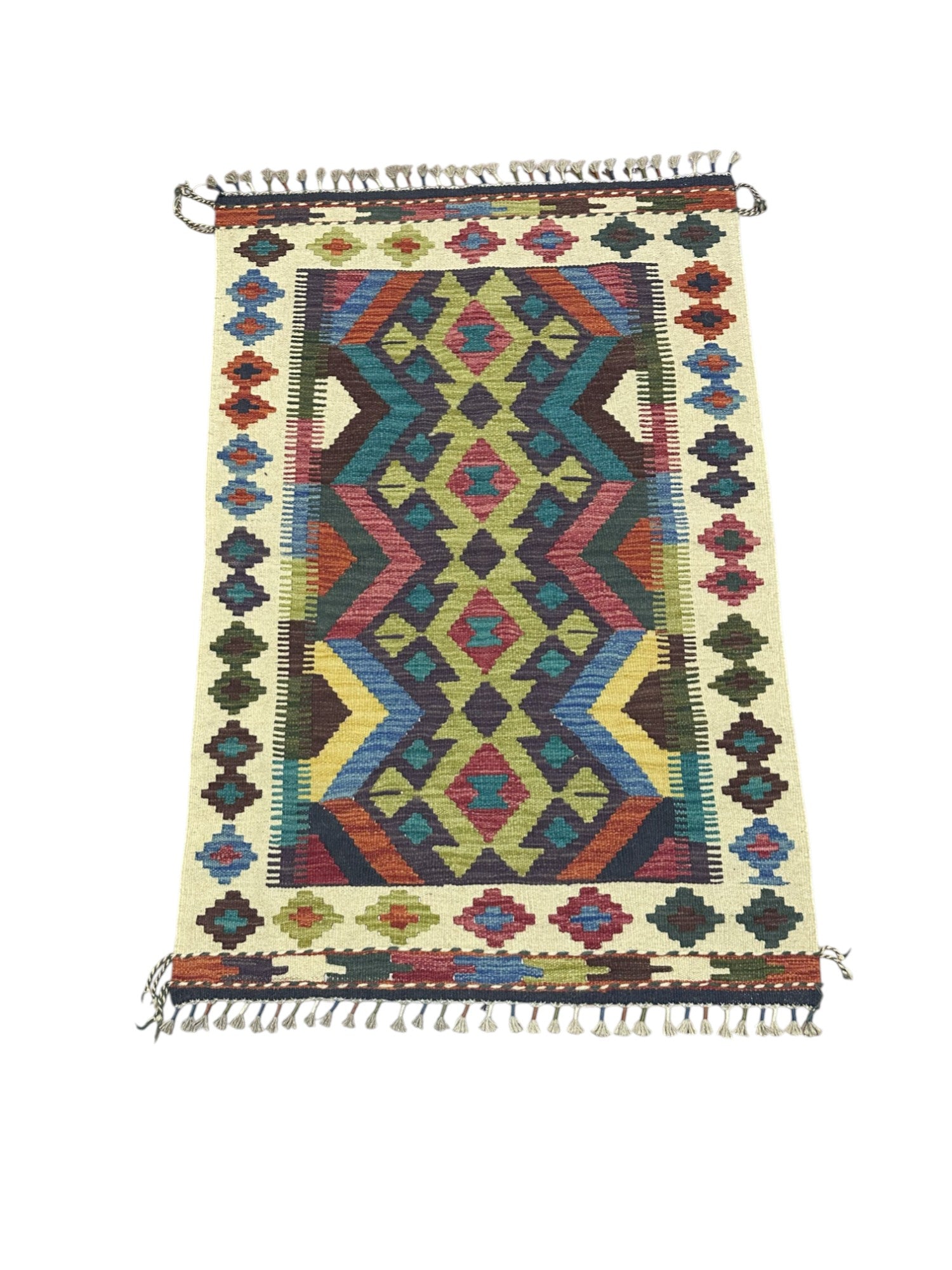 Hand-Woven Afghani Kilim Wool Rug 2'9" x 4'3"