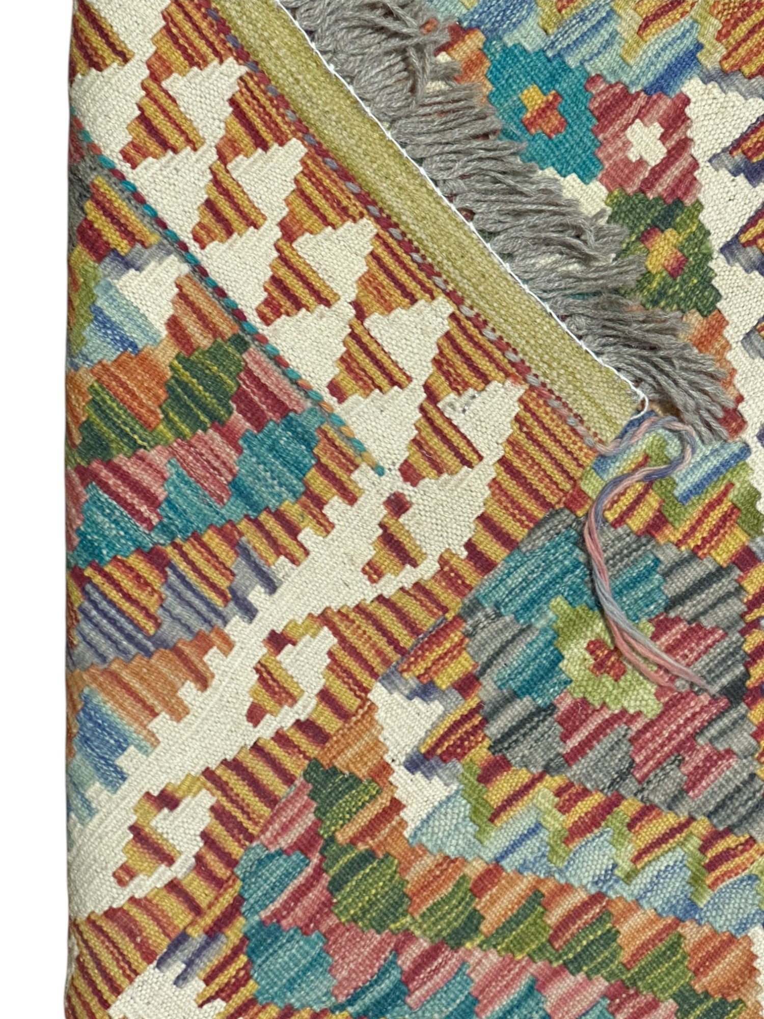 Hand-Woven Afghani Kilim Wool Rug 2'10" x 3'9"