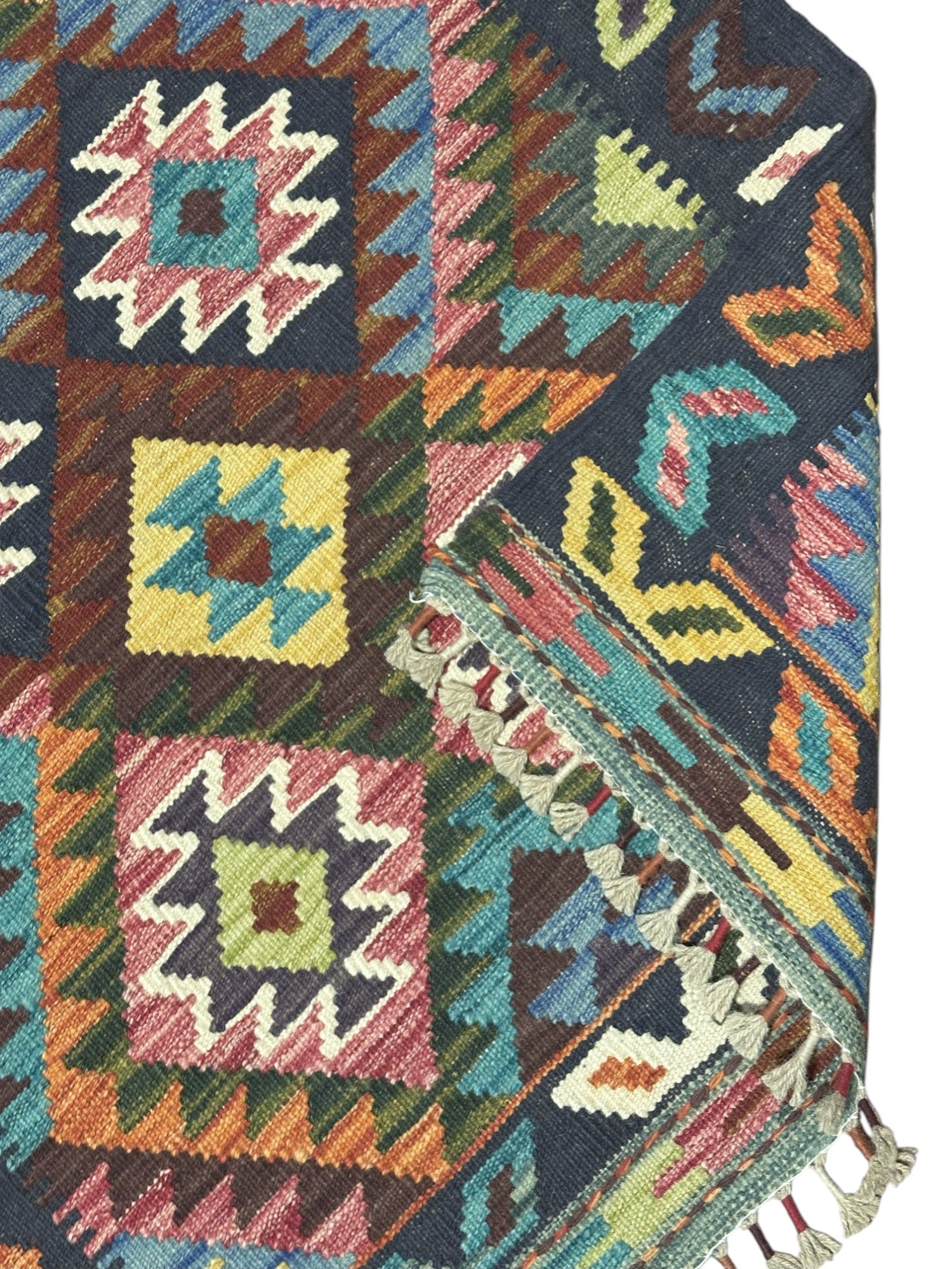 Hand-Woven Afghani Kilim Wool Rug 2'11" x 4'1"