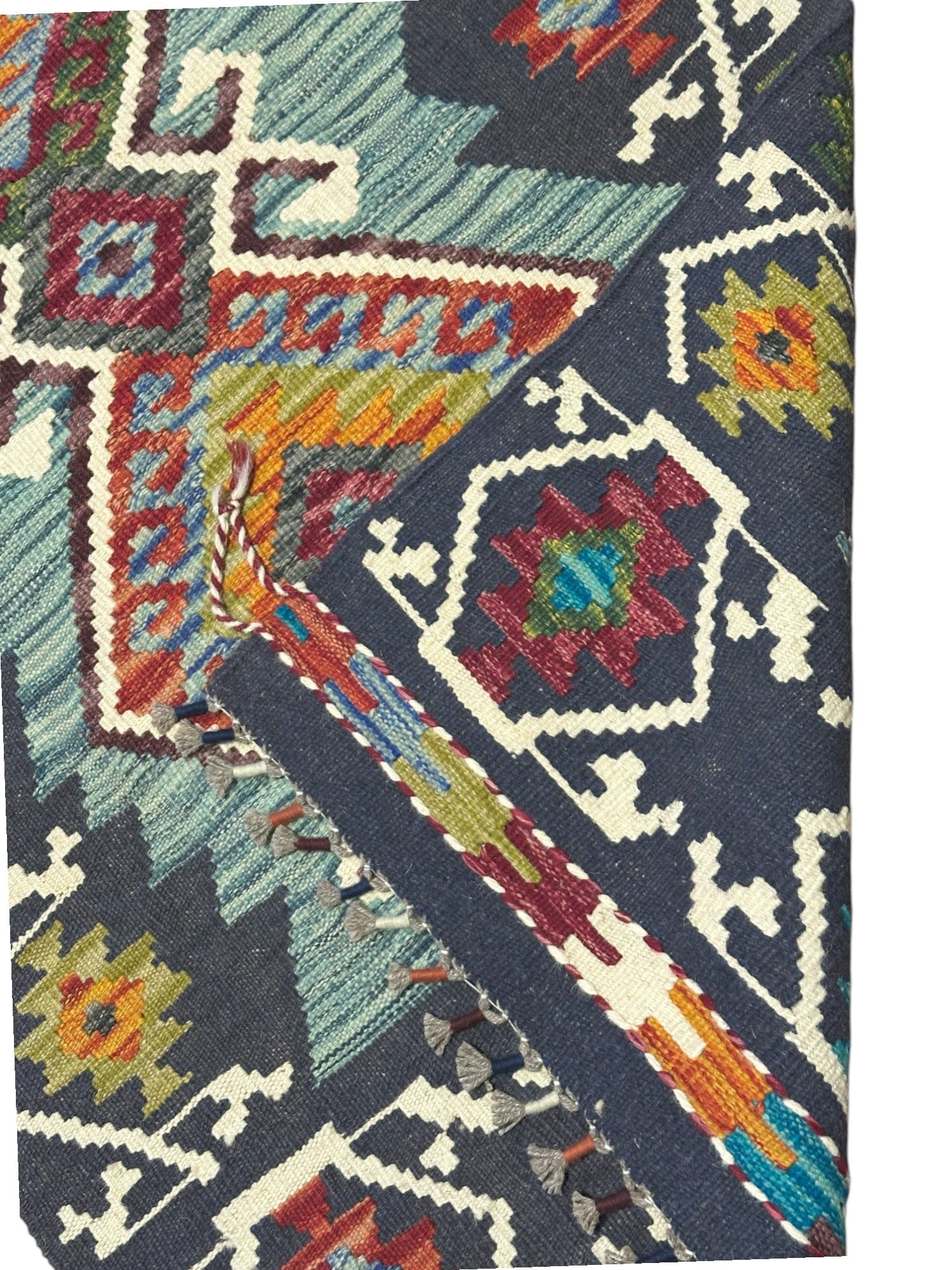 Hand-Woven Afghani Kilim Wool Rug 2'7" x 6'3"