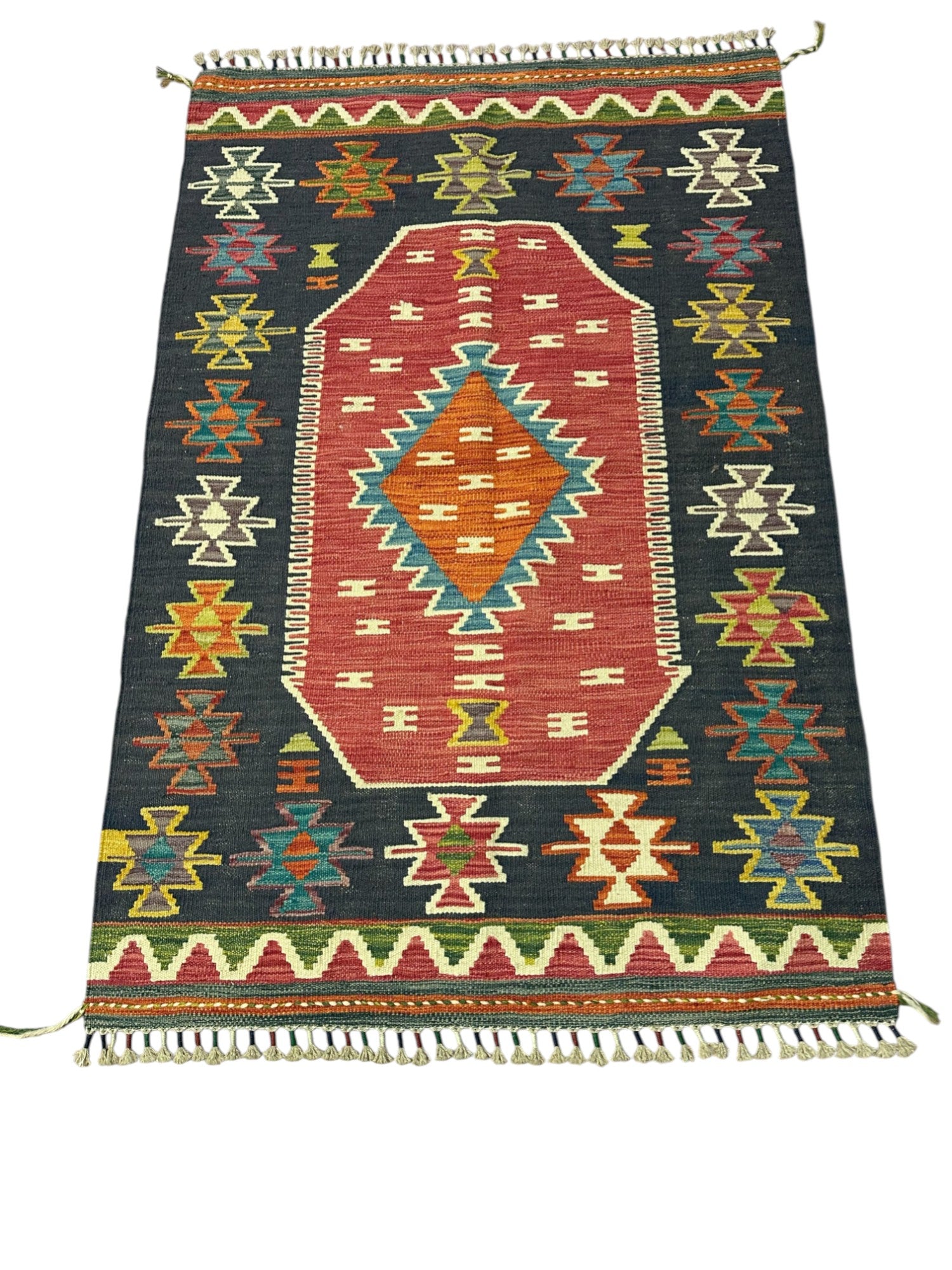 Hand-Woven Afghani Kilim Wool Rug 3'4" x 5'