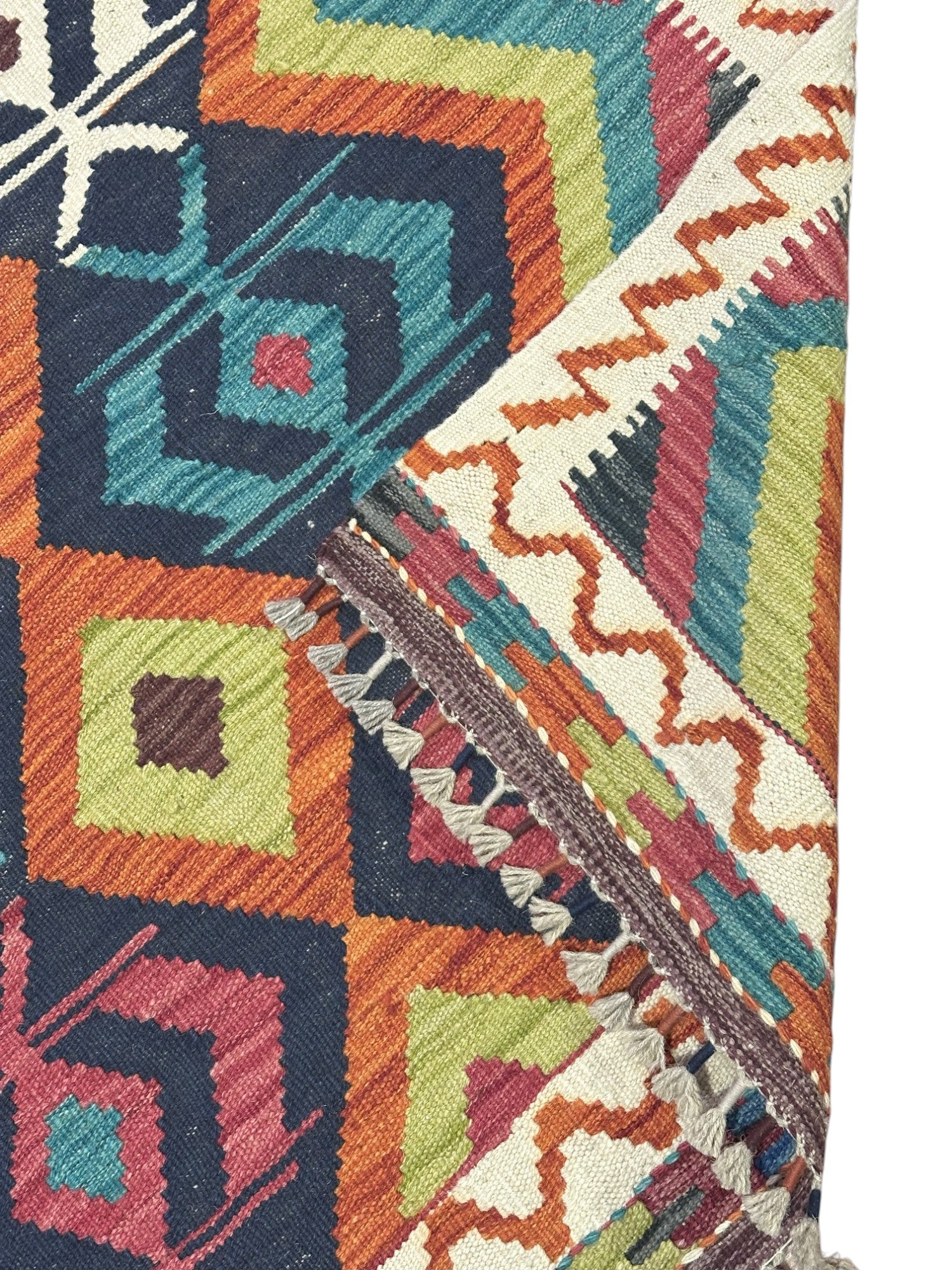 Hand-Woven Afghani Kilim Wool Rug 3'5" x 5'3"