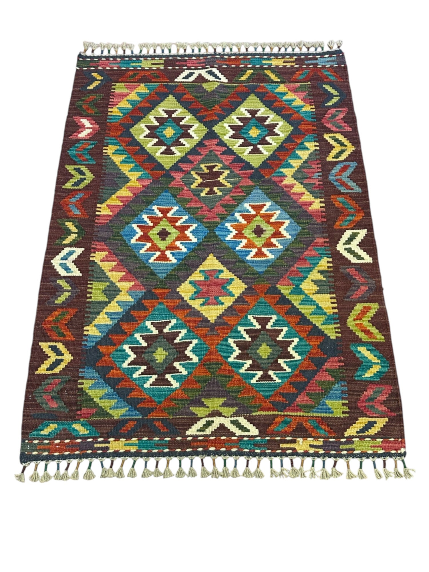 Hand-Woven Afghani Kilim Wool Rug 2'11" x 4'2"