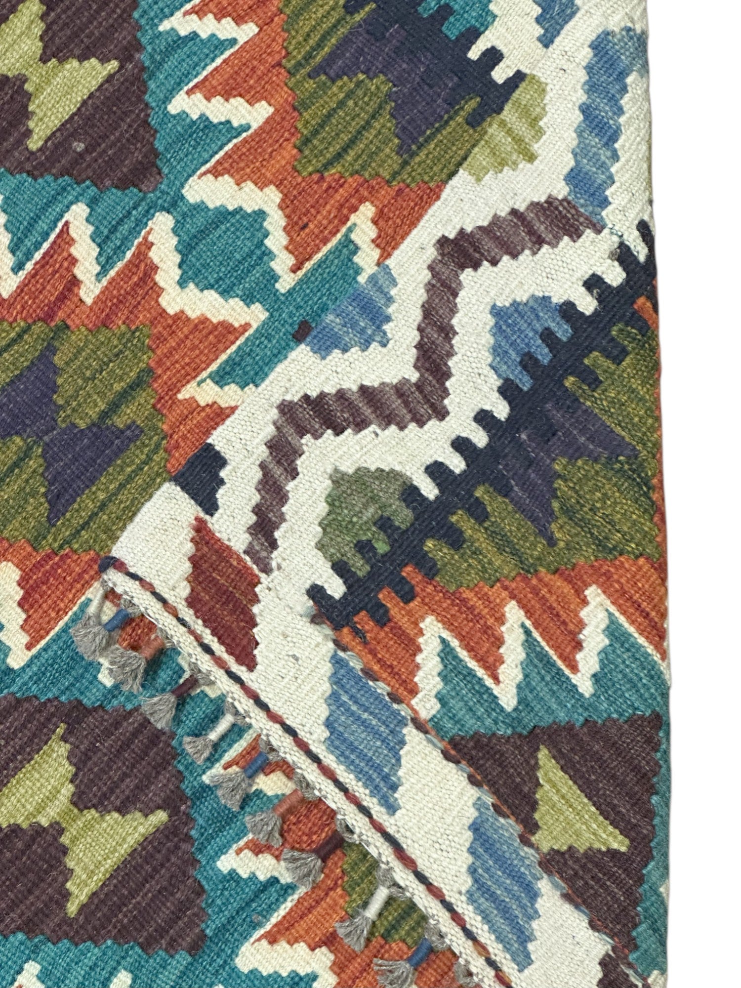 Hand-Woven Afghani Kilim Wool Rug 2'8" x 4'2"