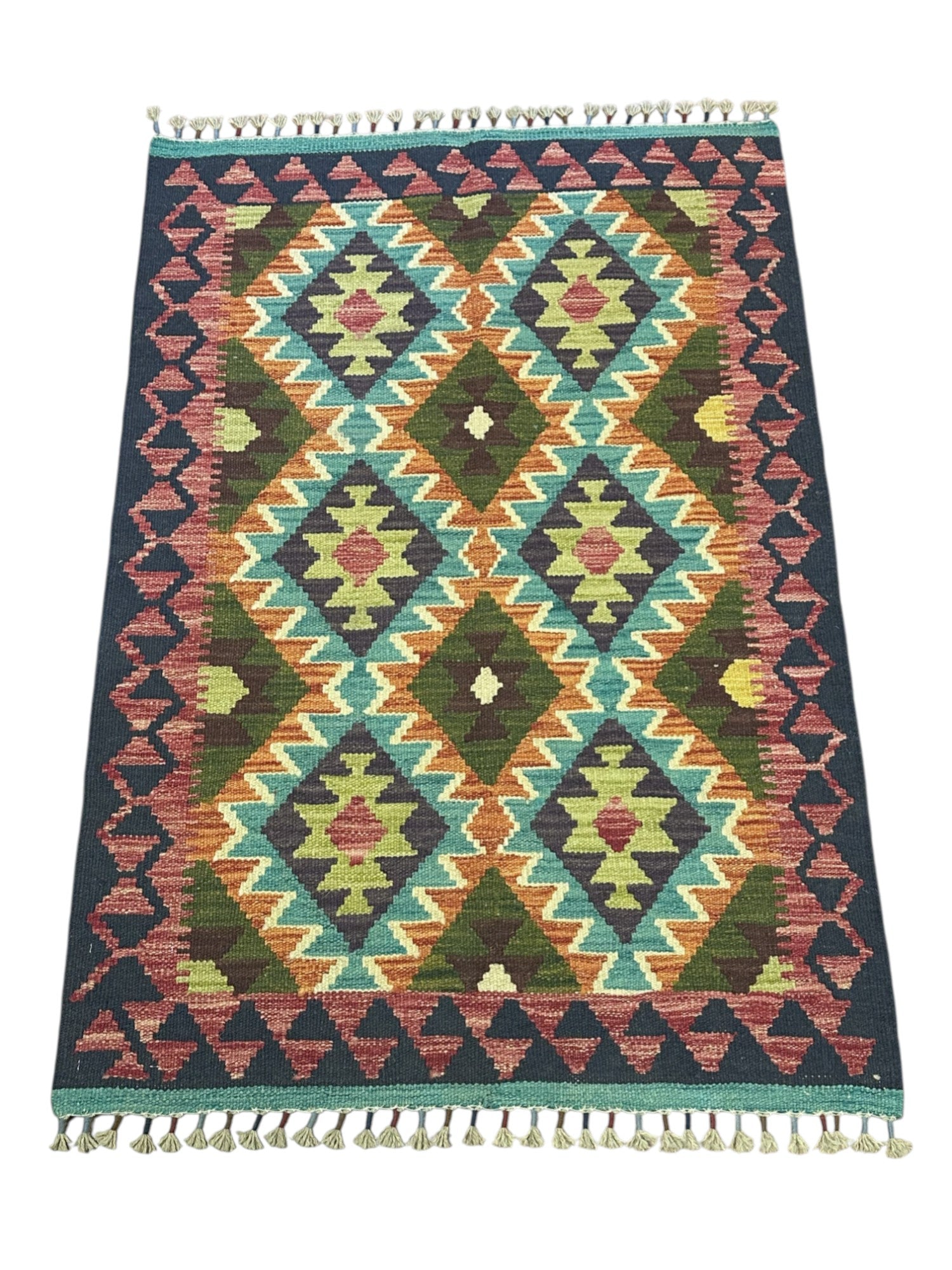Hand-Woven Afghani Kilim Wool Rug 2'9" x 4'1"
