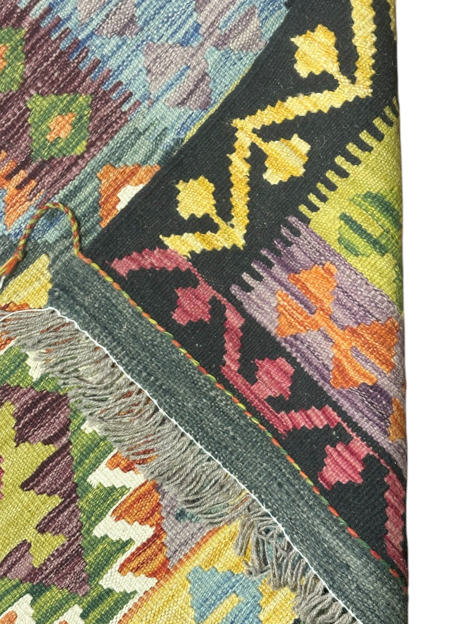Hand-Woven Afghani Kilim Wool Rug 4'10" x 6'6"