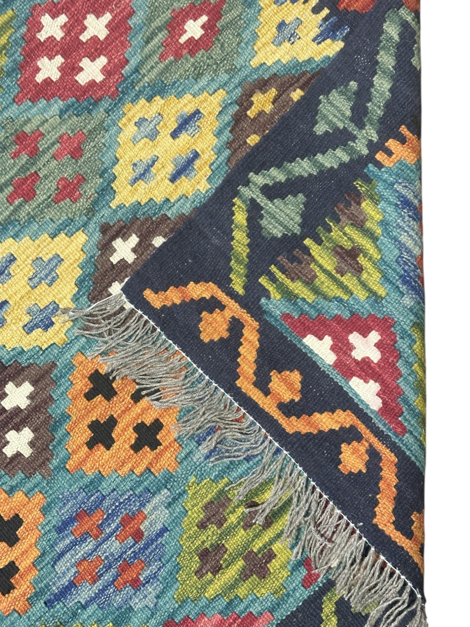 Hand-Woven Afghani Kilim Wool Rug 5' x 6'6"