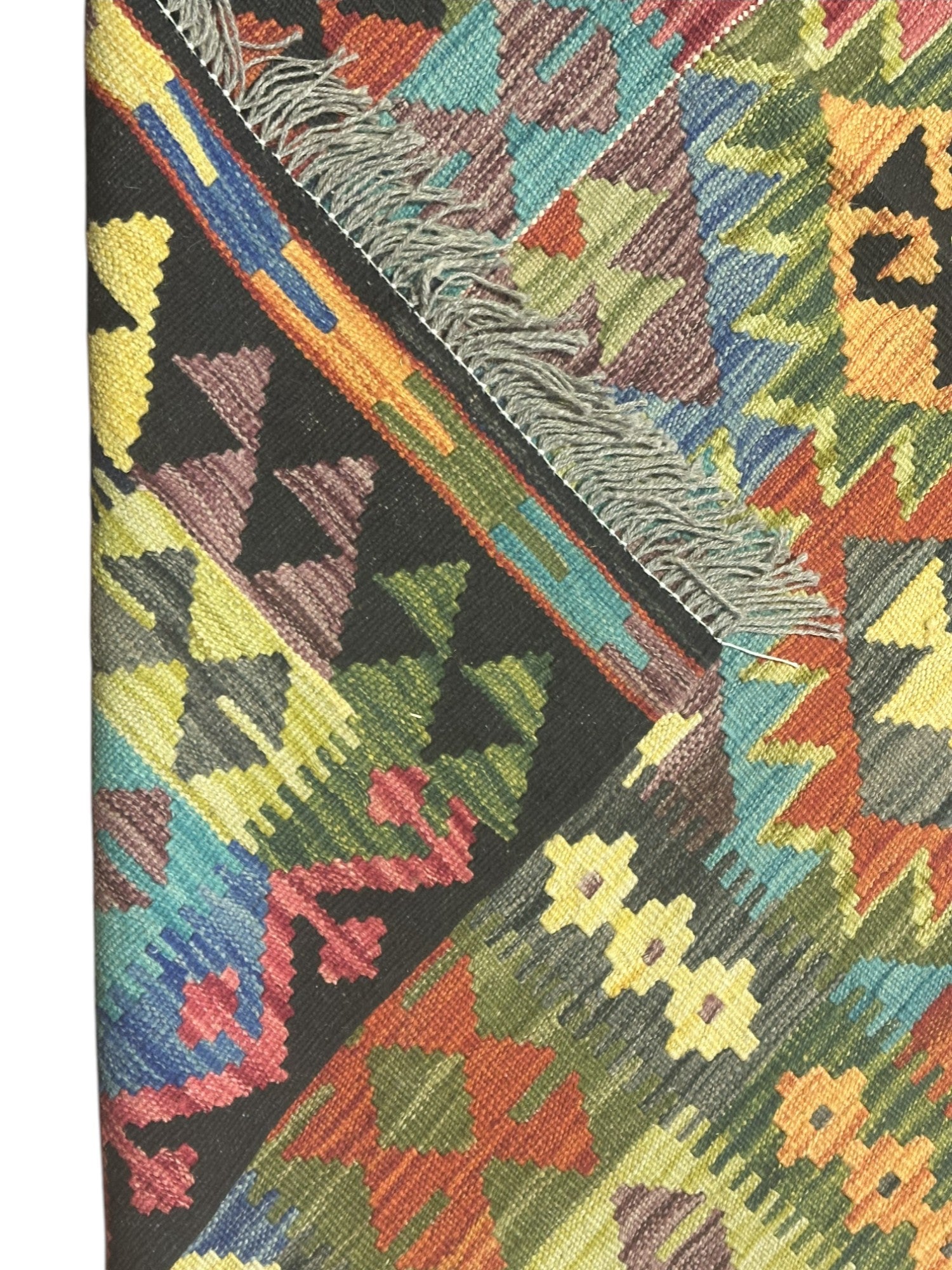 Hand-Woven Afghani Kilim Wool Rug 4'11" x 6'6"