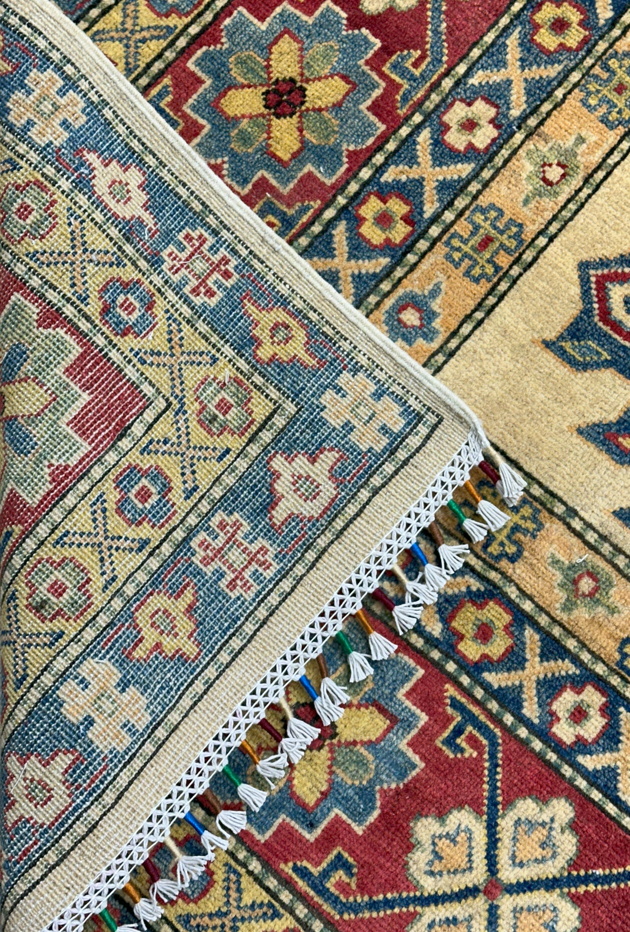 Hand-Knotted Afghani Kazak Wool Rug – 7’10″  x  10’8″