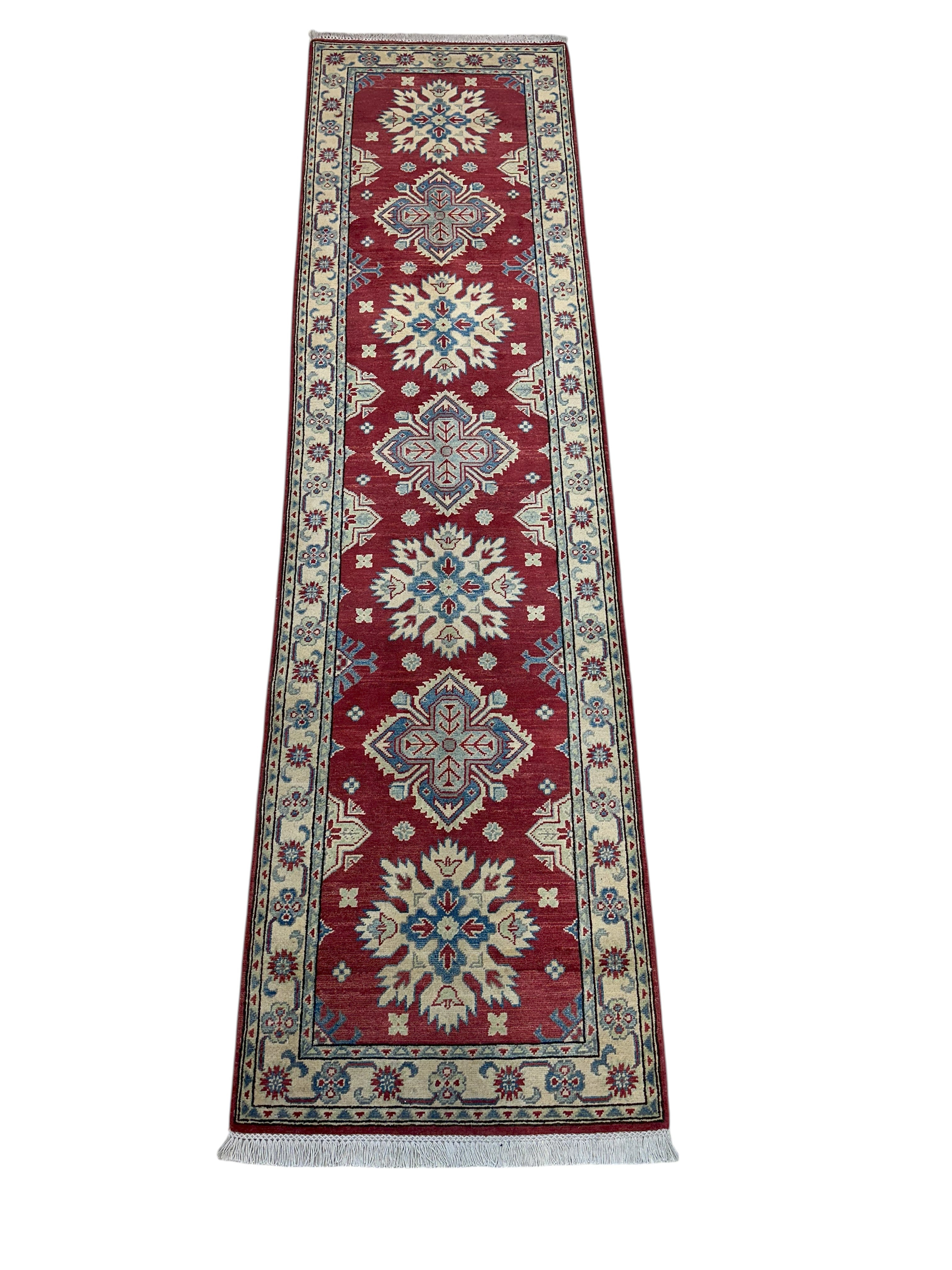 Hand-Knotted Afghani Kazak Wool Rug – 2’8″  x  10’0″