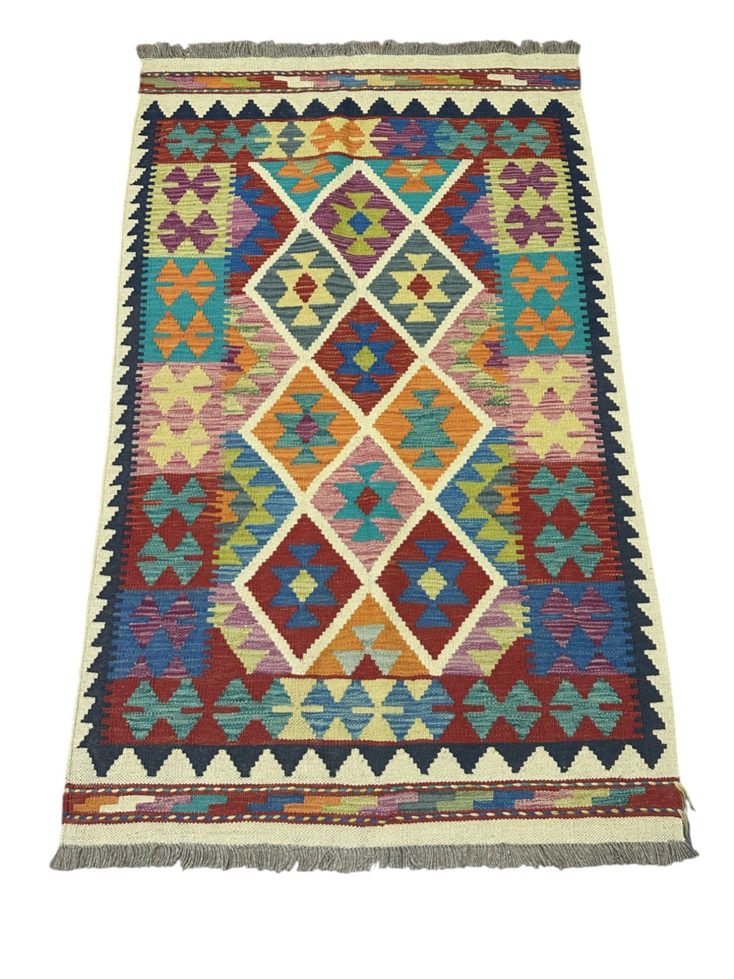 Hand-Woven Afghani Kilim Wool Rug 3'3" x 5'3"