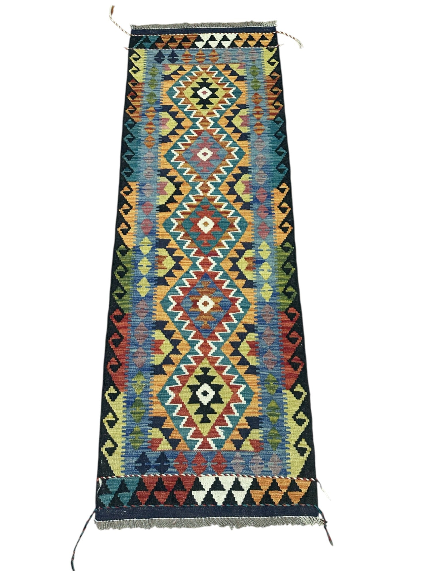 Hand-Woven Afghani Kilim Wool Rug 2'1" x 6'