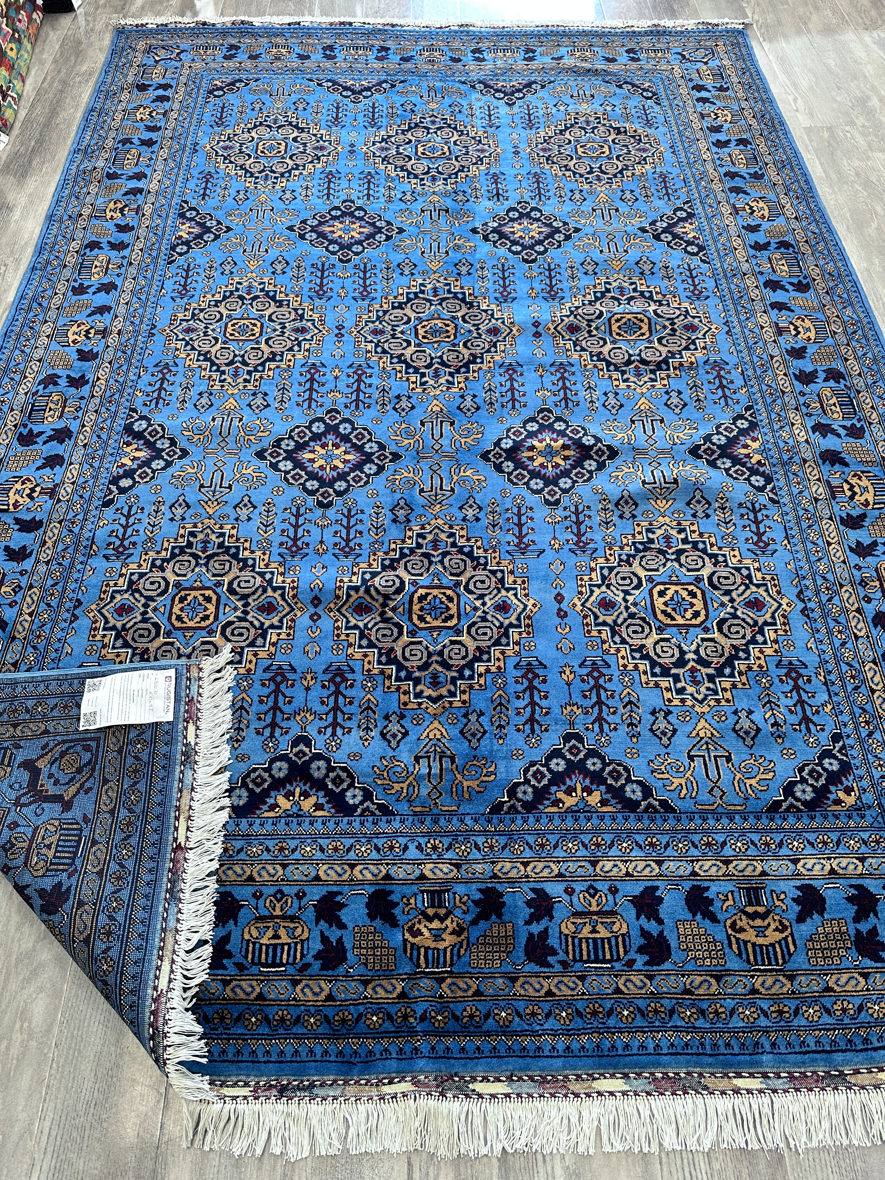Hand-Knotted Afghani Zerkhaki Wool Rug – 6’7″  x  9’9″