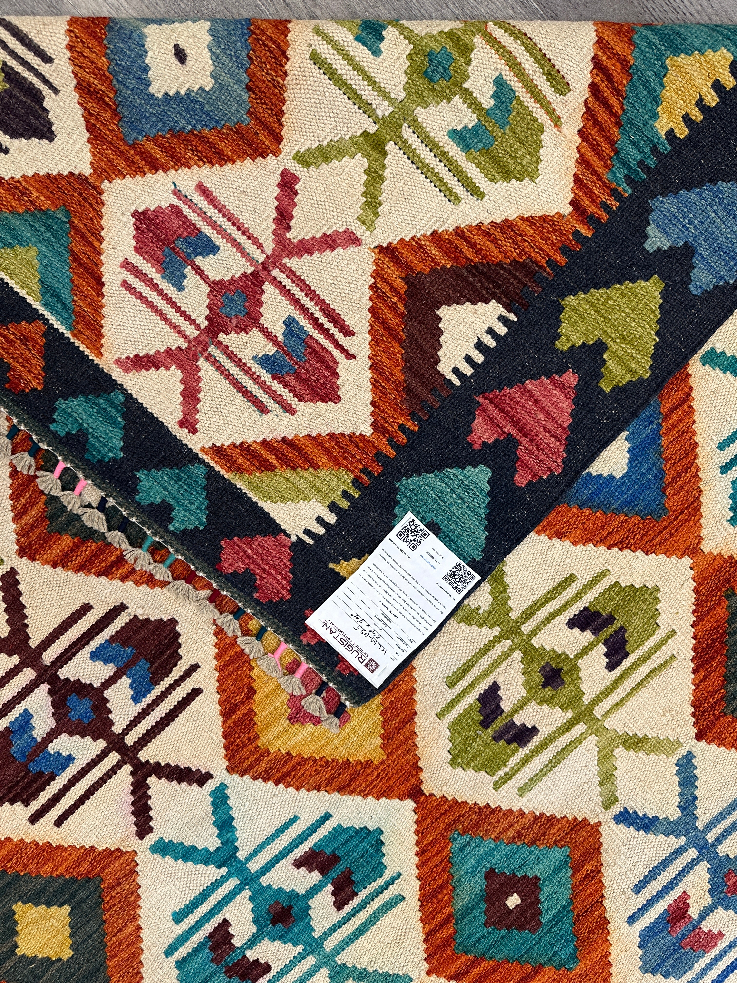Hand-Woven Afghani Kilim Wool Rug 5'9" x 8'4"