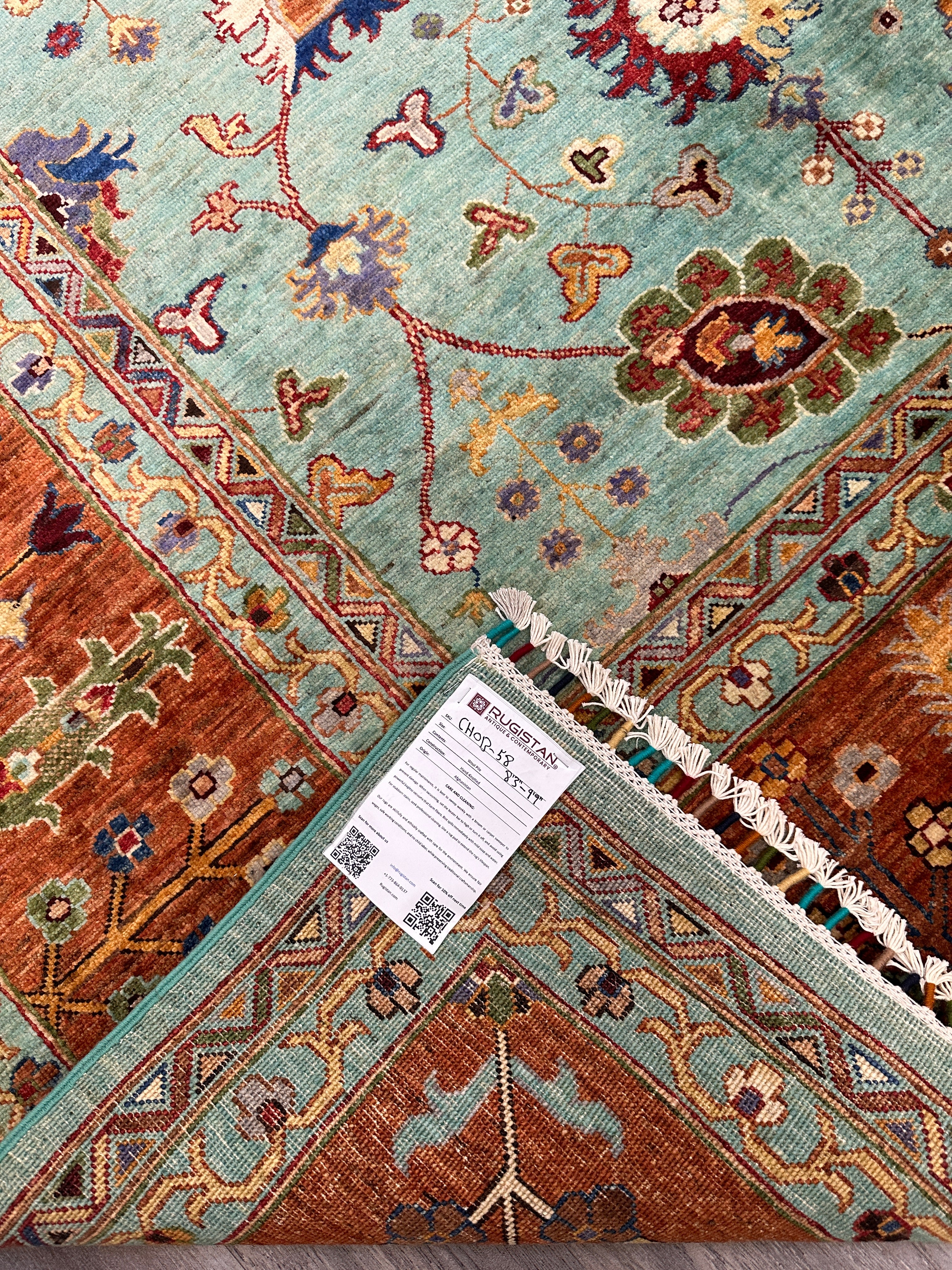 Hand-Knotted Afghani Chobi Ghazni Wool Rug | Floral Design | 8′ x 10′