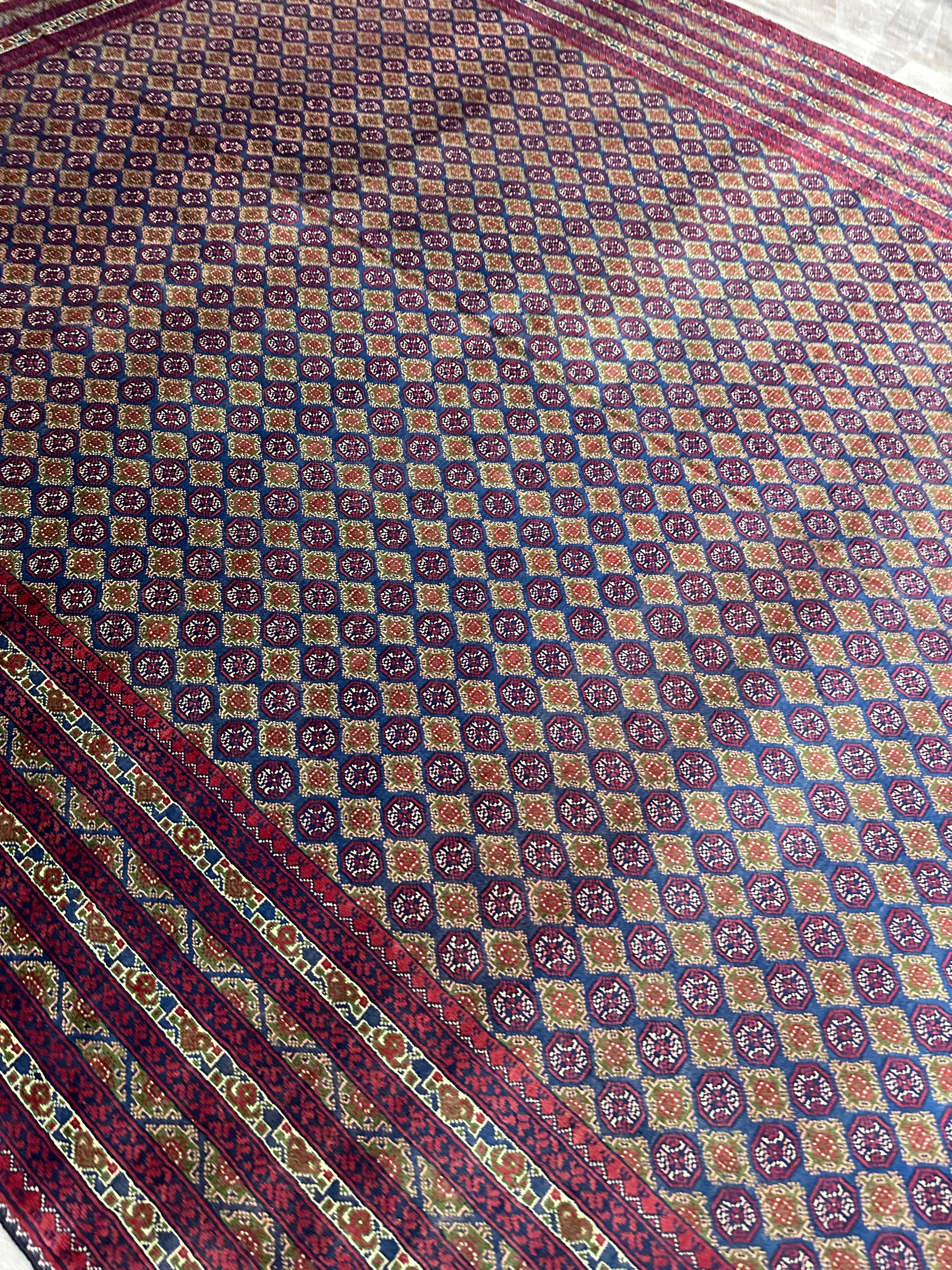 Hand-Knotted Afghani Khwaja Rushna Wool Rug | All-Over Pattern | 8′ x 11′