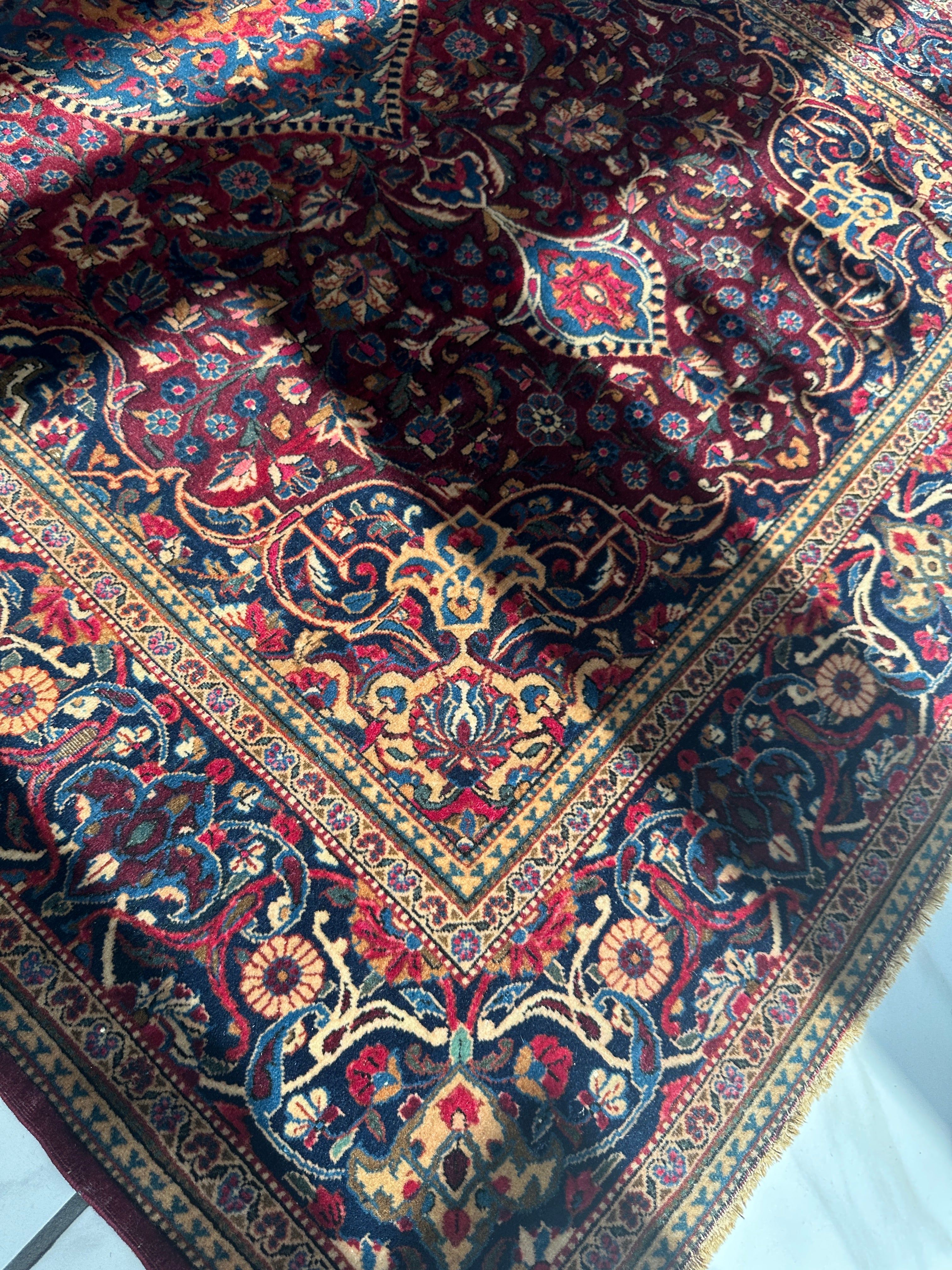 Antique Dabir Kashan Hand-Knotted Persian Wool Rug – 4’3” x 6’2” – All Natural Dyes