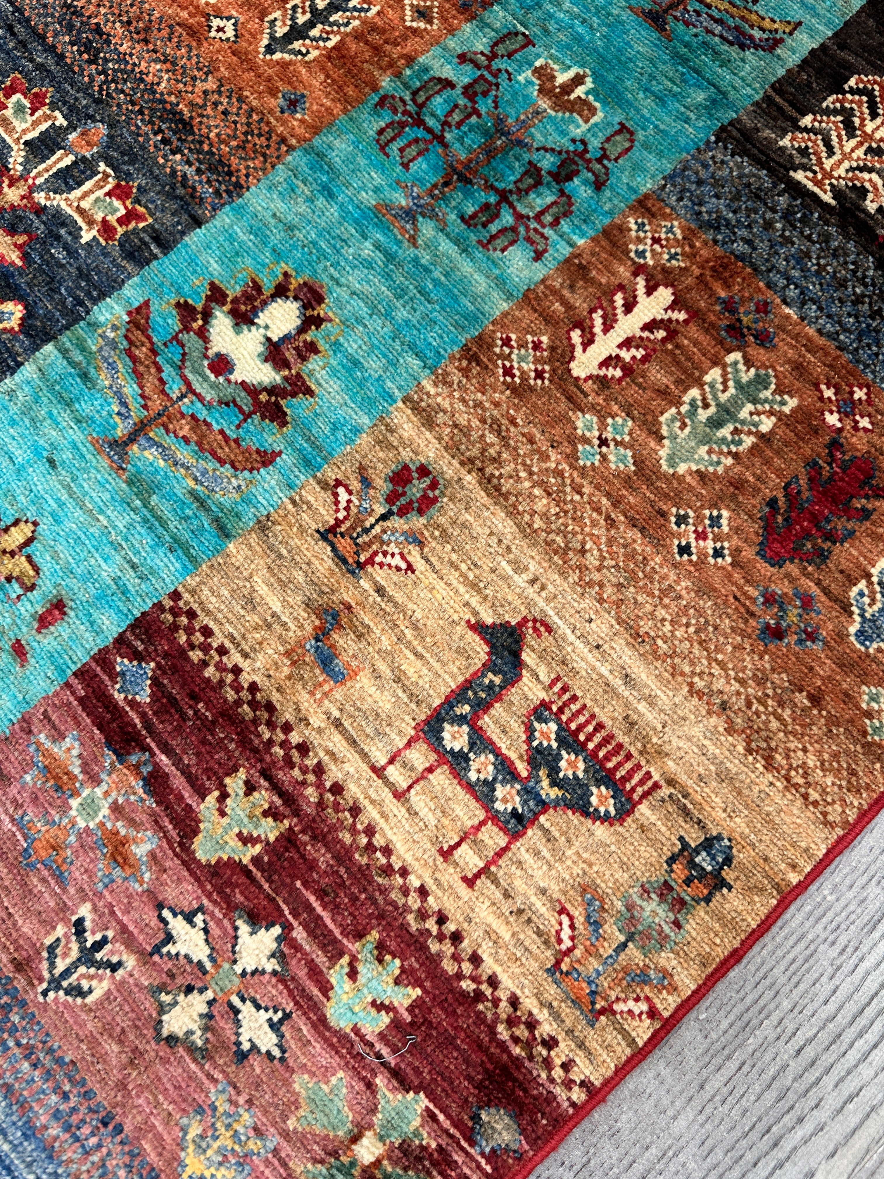 Hand-Knotted Afghani Chobi Ghazni Wool Rug | Gabbeh Design | 6′ x 8′