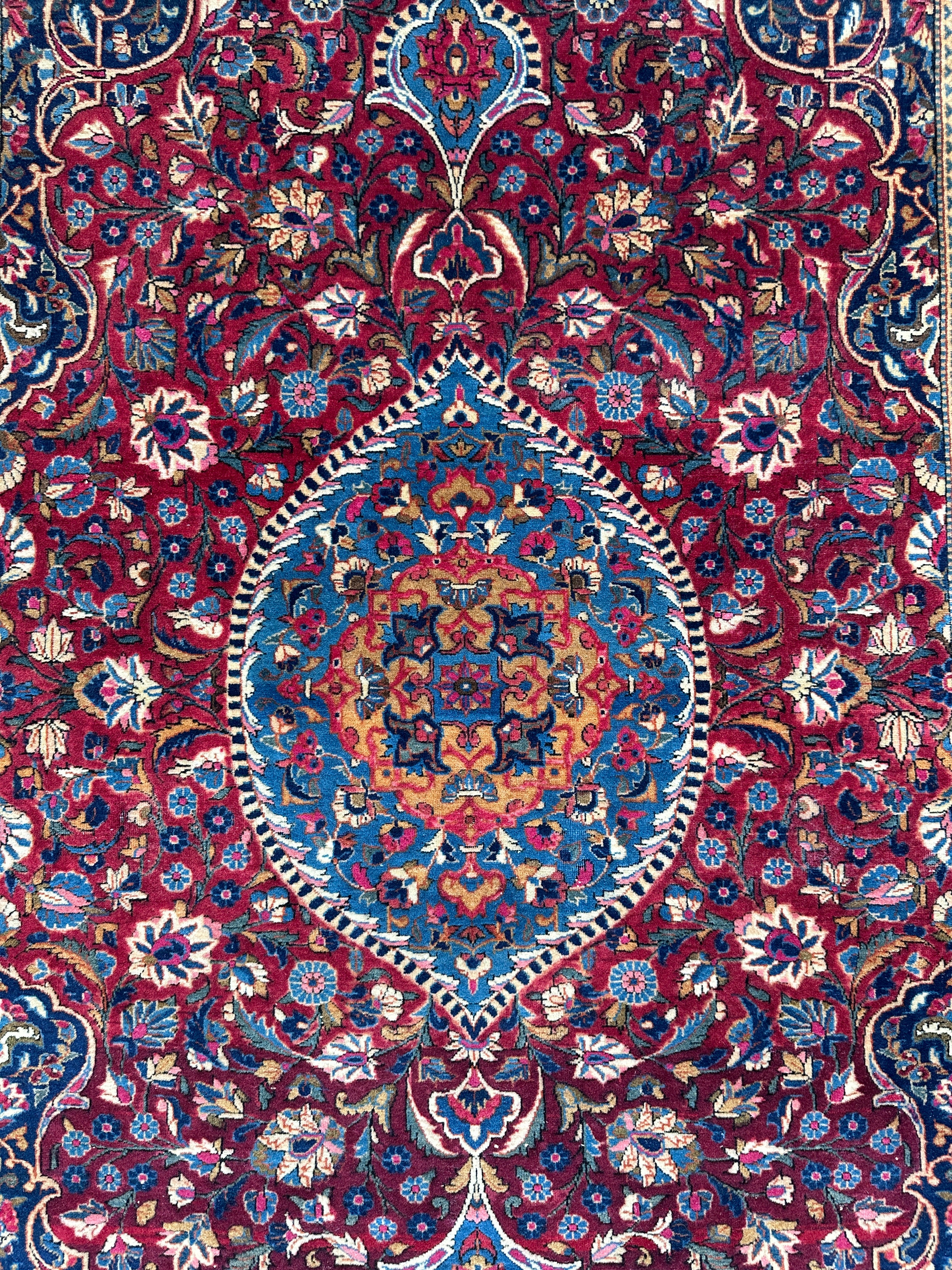 Antique Dabir Kashan Hand-Knotted Persian Wool Rug – 4’3” x 6’2” – All Natural Dyes