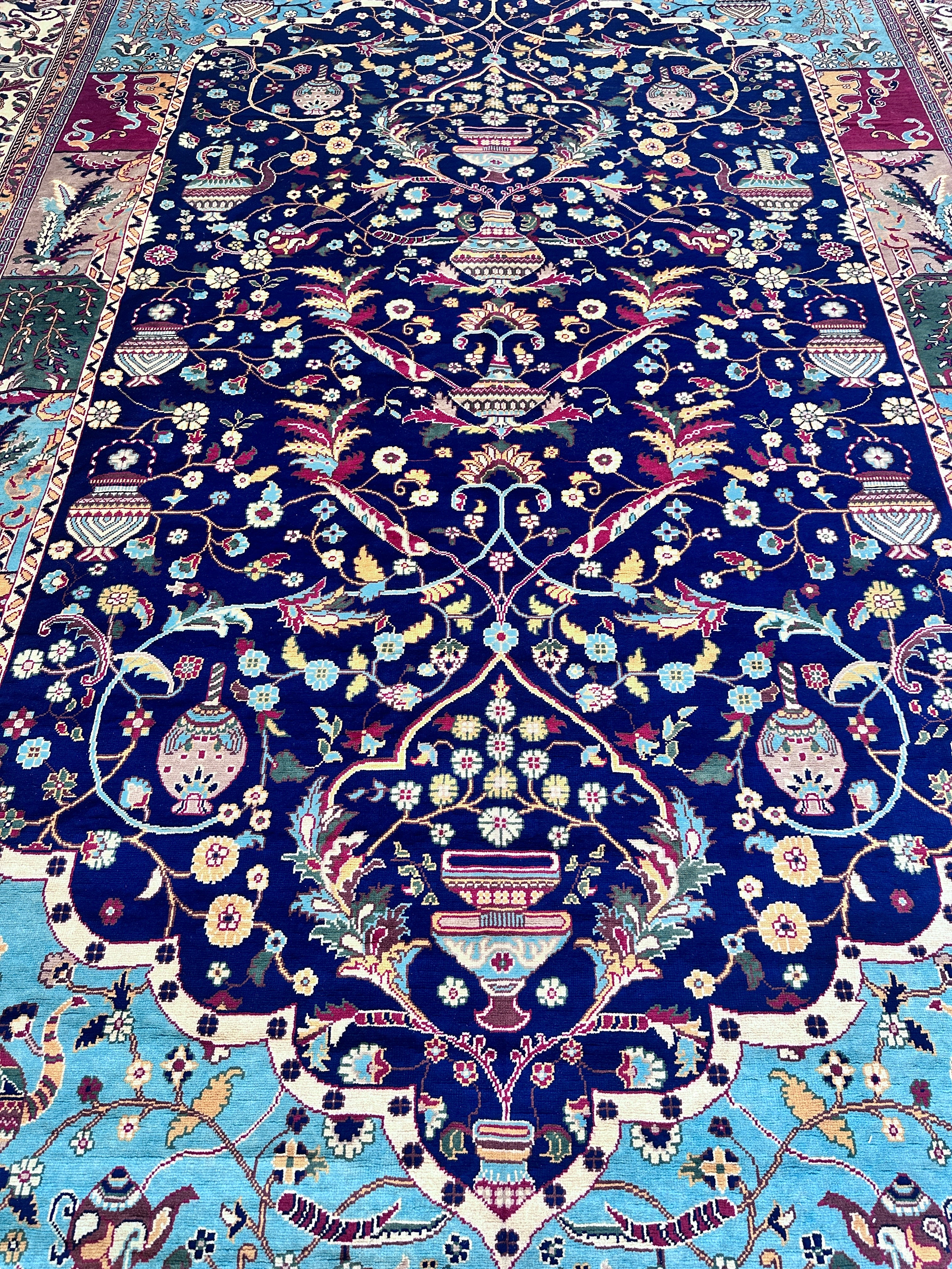 Hand-Knotted Afghani Vase Wool Rug – 10’0″  x  13’7″