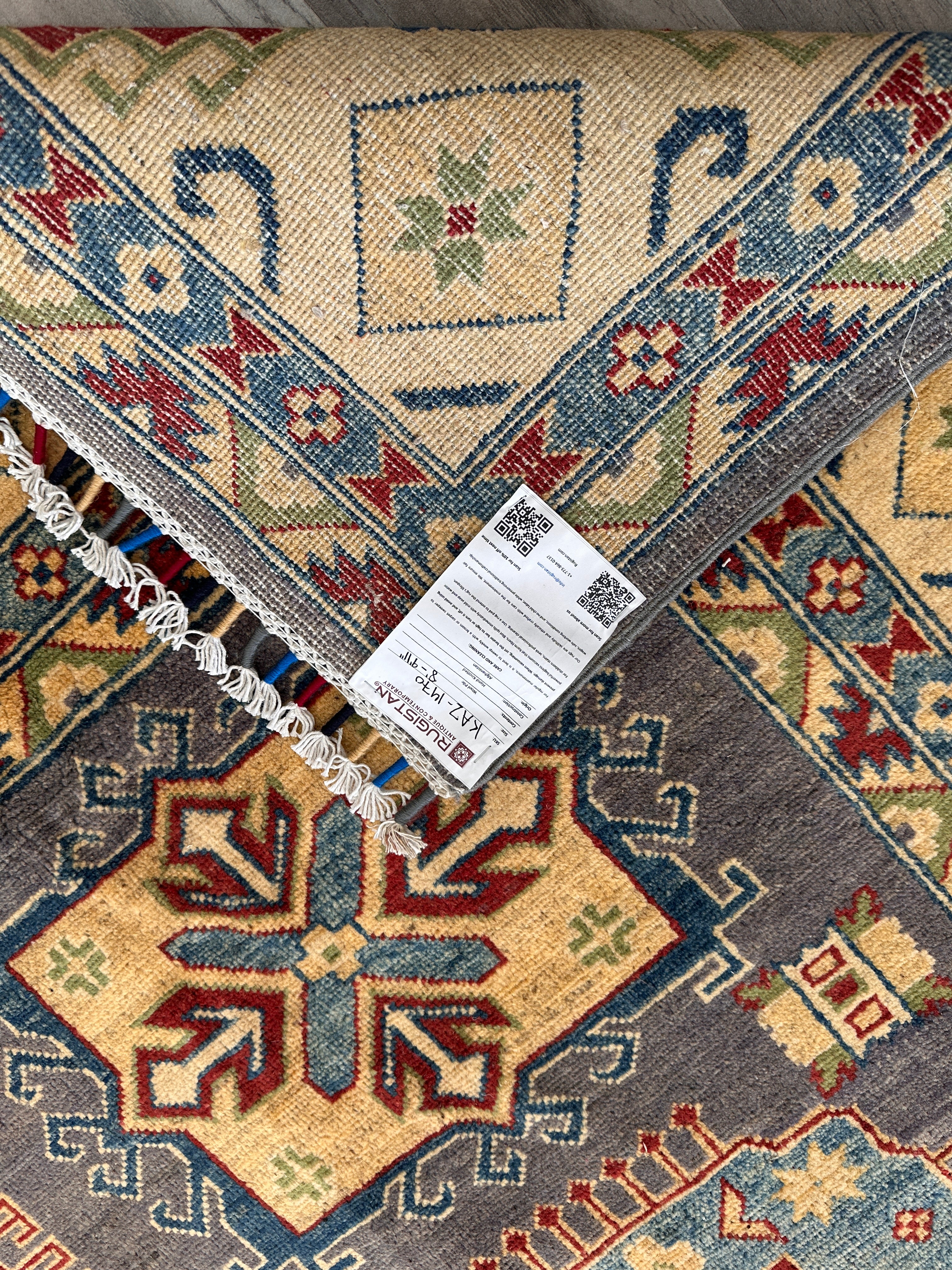 Hand-Knotted Afghan Kazak Wool Rug | Tribal | 8′ x 10′