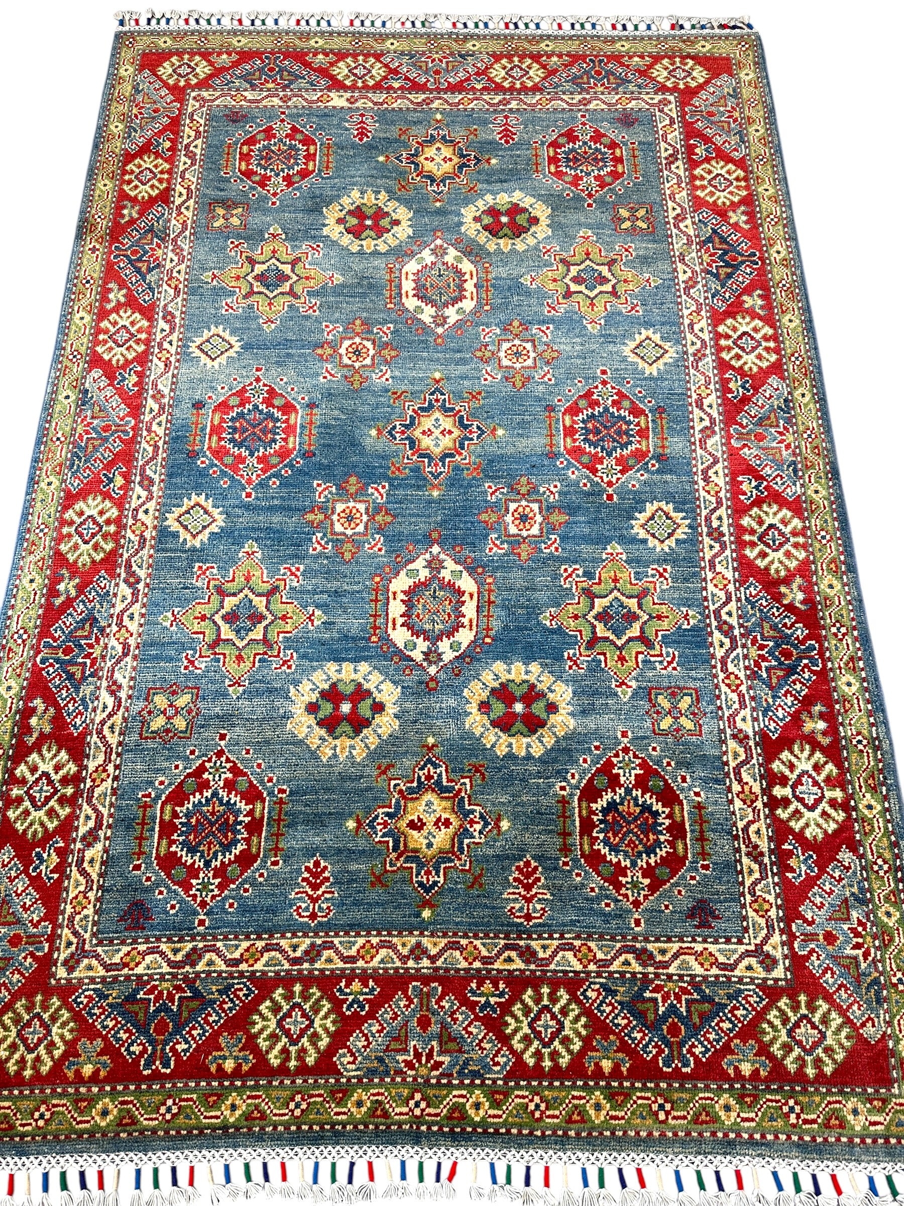 Hand-Knotted Afghani Kazak Wool Rug – 3’11″  x  5’11″