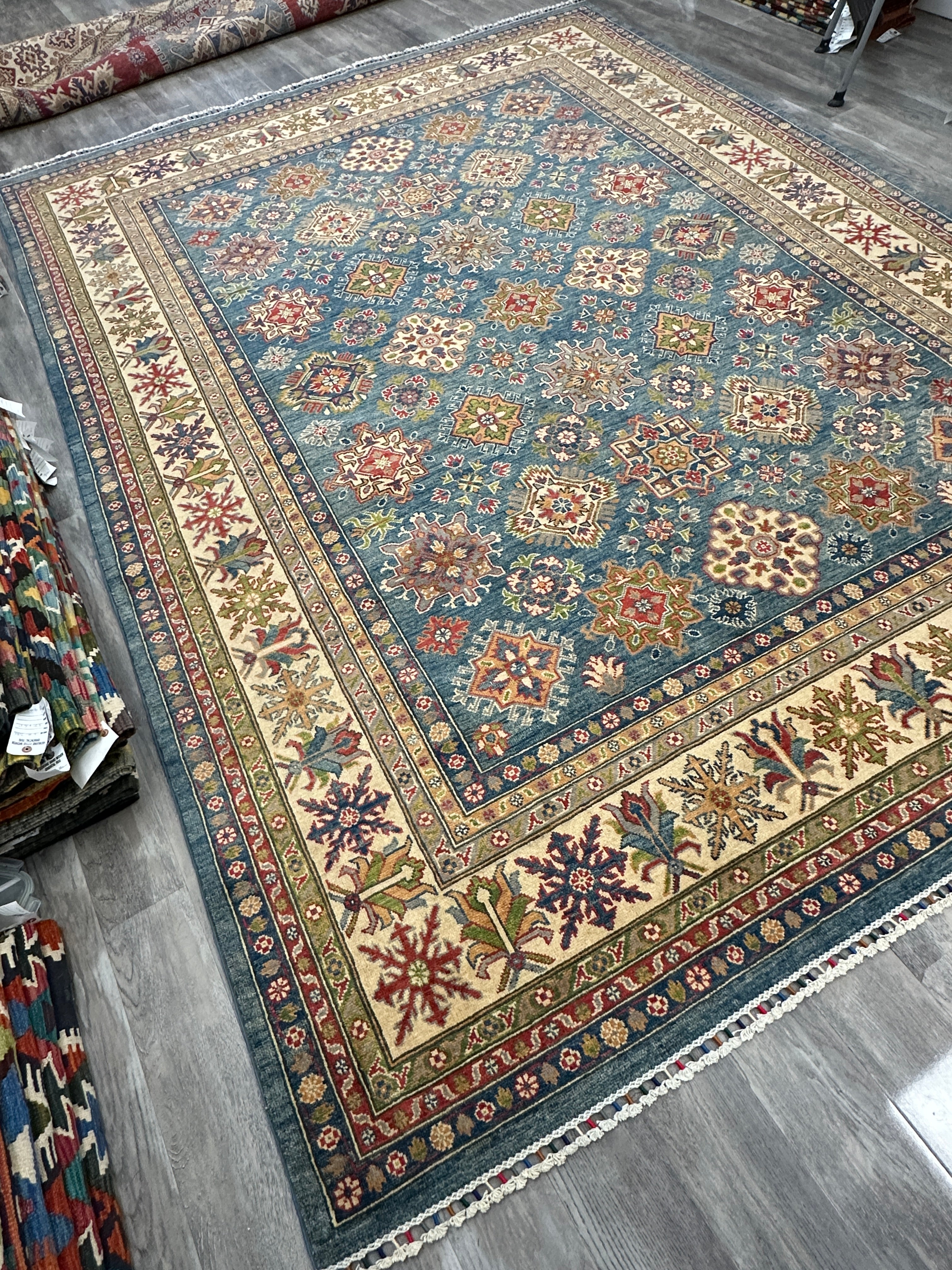 Hand-Knotted Afghani Kazak Wool Rug – 8’9″  x  11’10″