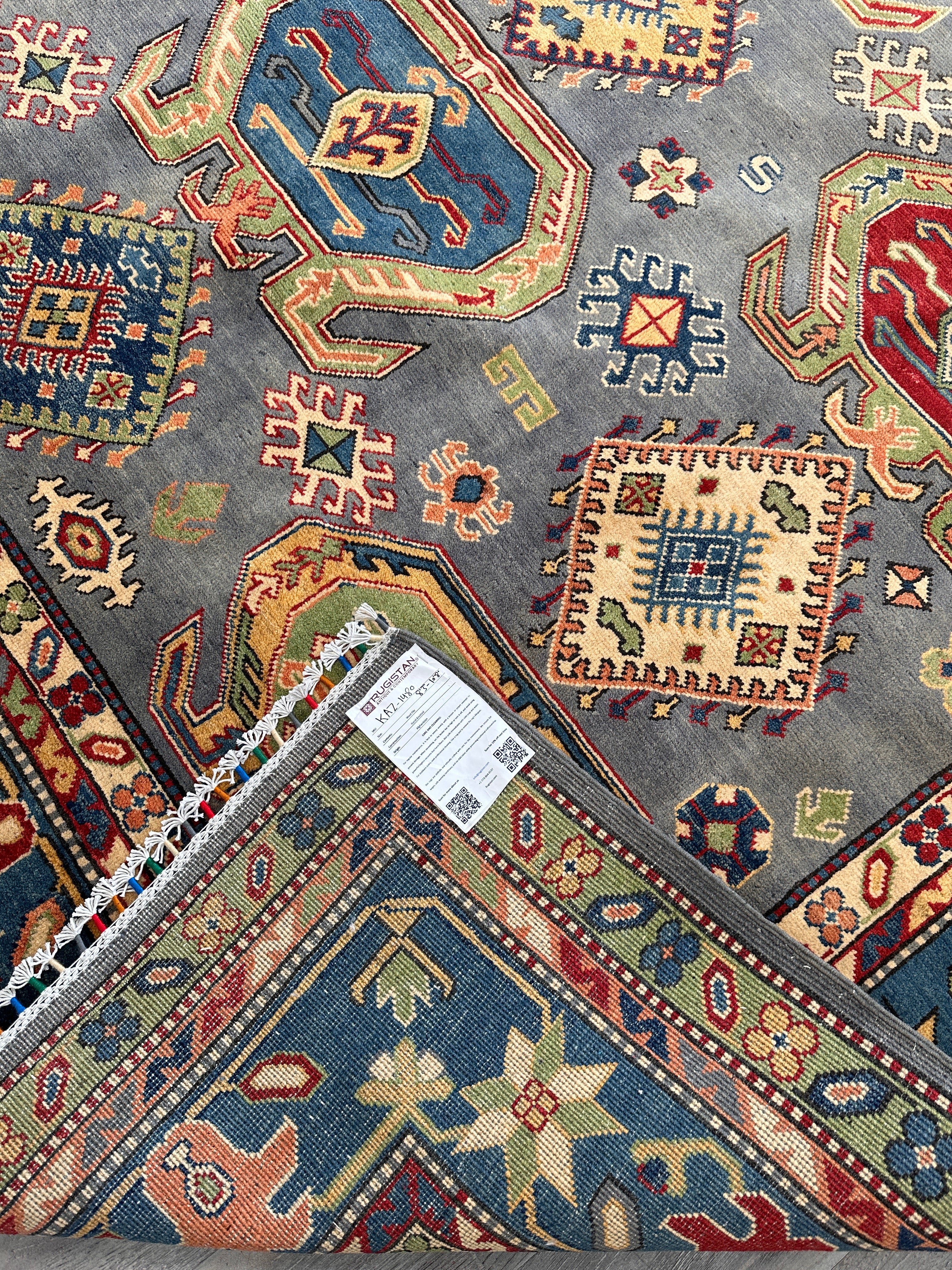 Hand-Knotted Afghan Kazak Wool Rug | Tribal | 8′3″ x 10′8″