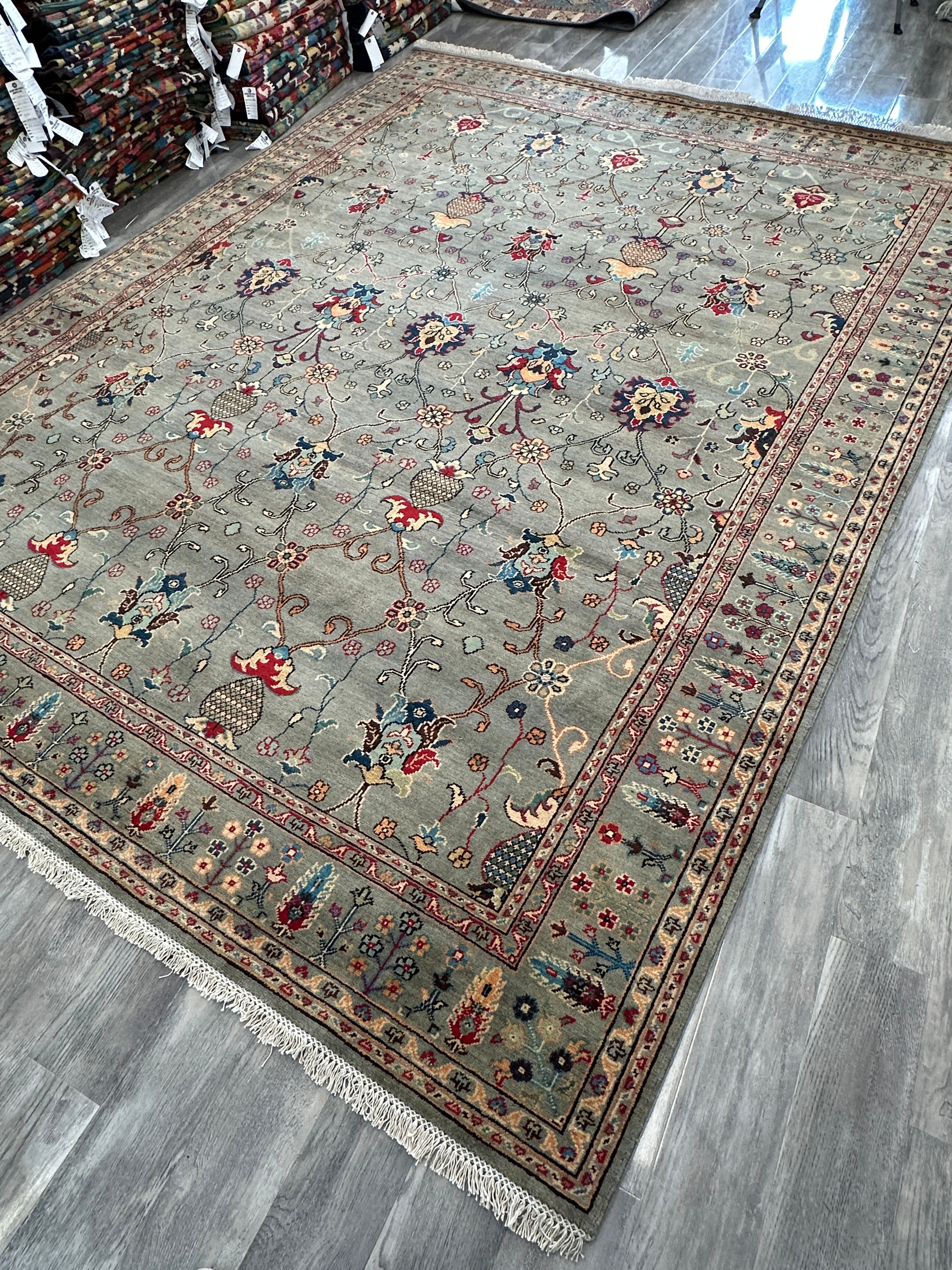 Hand-Knotted Afghani Kazak Sultani Wool Rug – 9’ x 12’