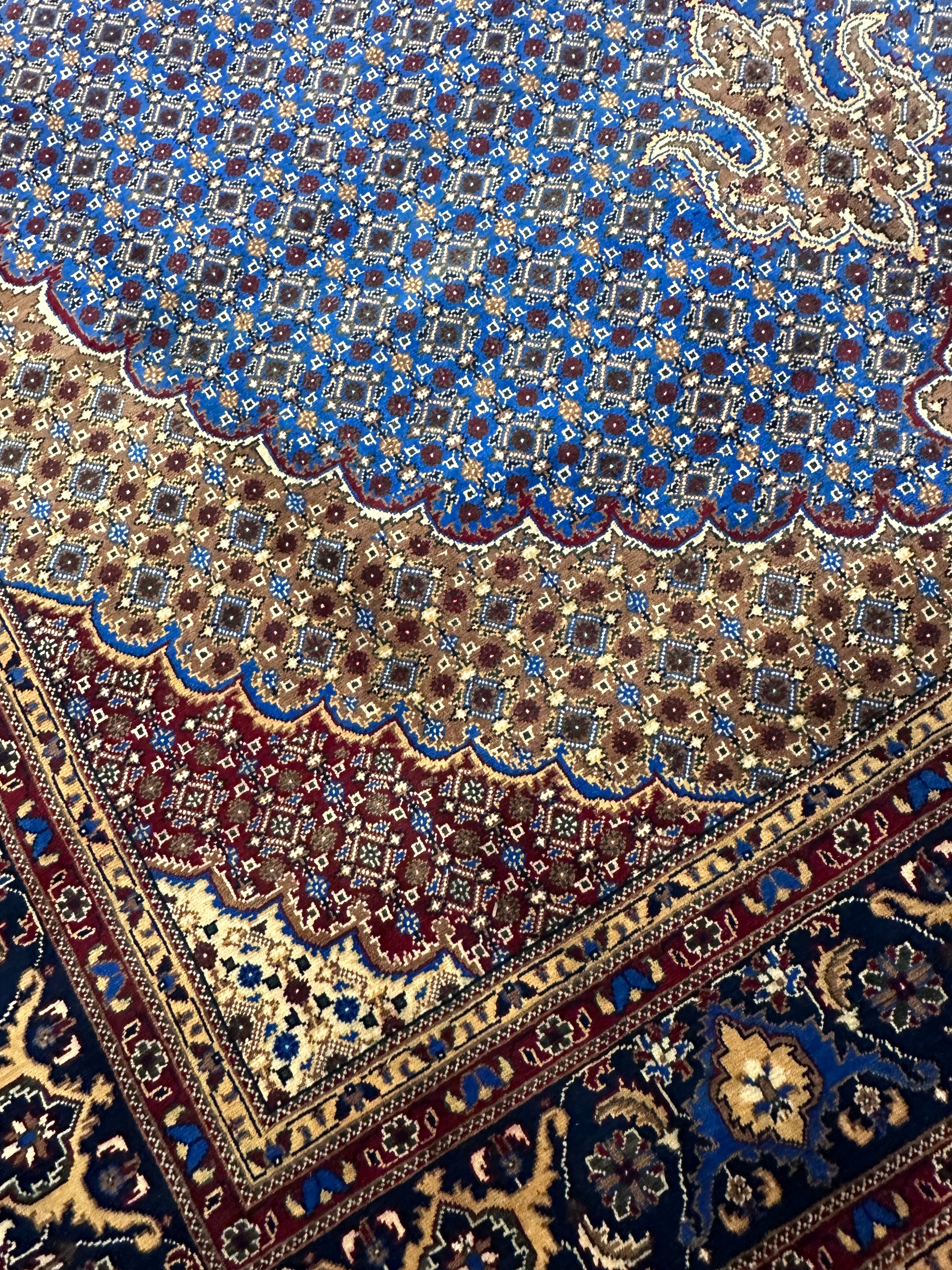 Hand-Knotted Afghani Tabriz Wool Rug | Mahi Fish Design | 9′ x 12′