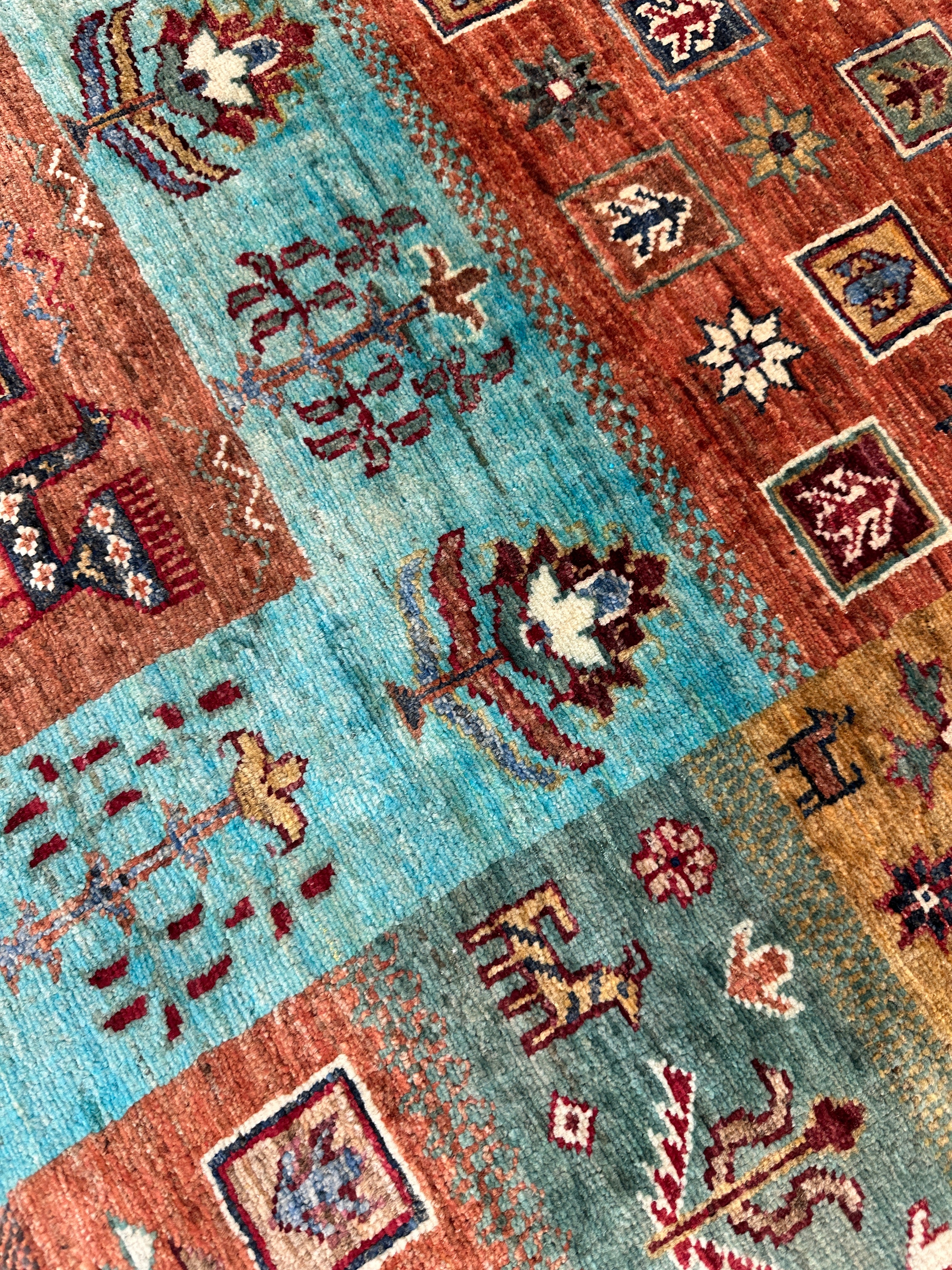Hand-Knotted Afghani Chobi Ghazni Wool Rug | Gabbeh Design | 6′ x 8′