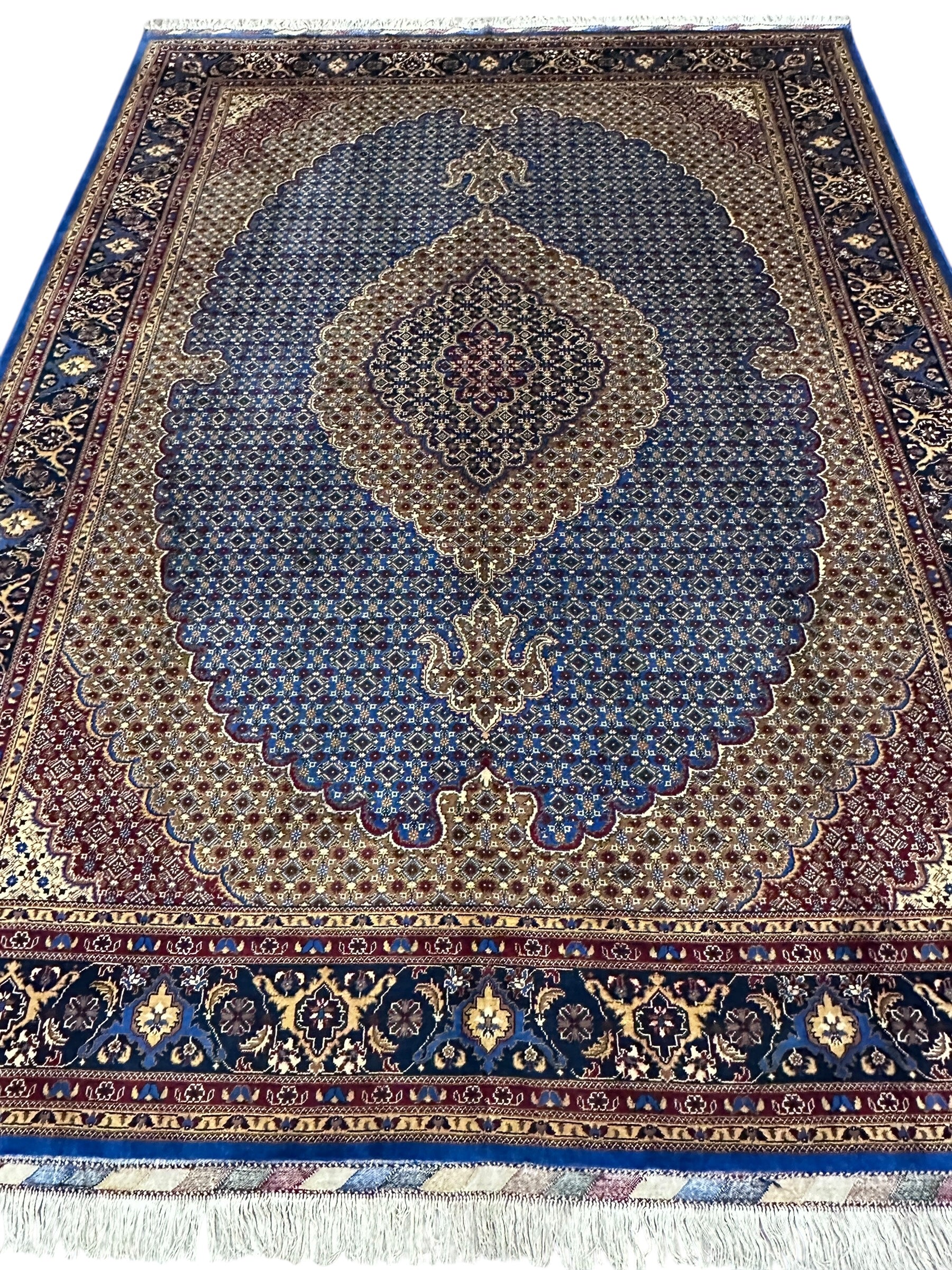 Hand-Knotted Afghani Tabriz Wool Rug | Mahi Fish Design | 9′ x 12′