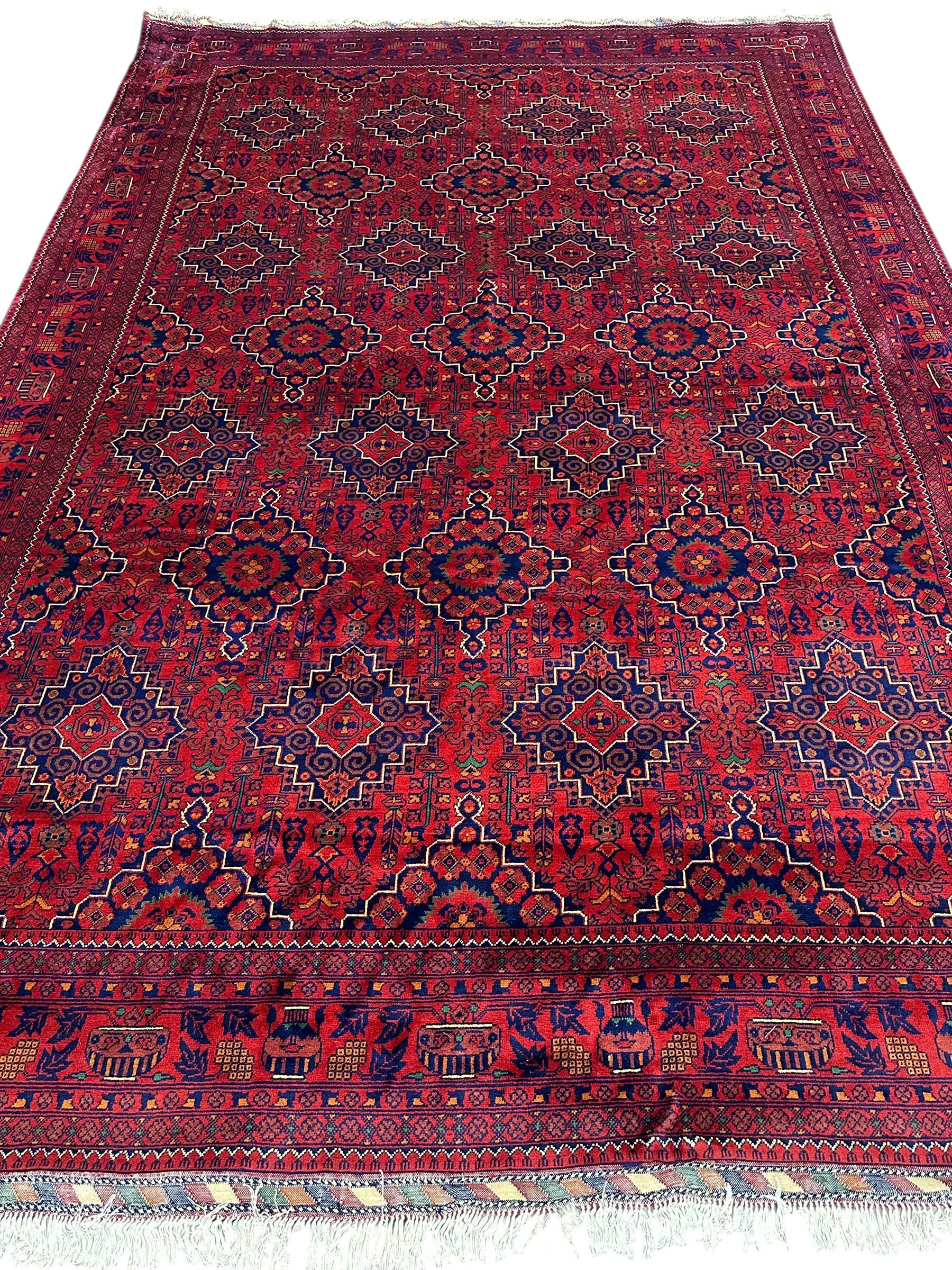 Hand-Knotted Afghani Zerkhaki Wool Rug – 8’3″  x  12’