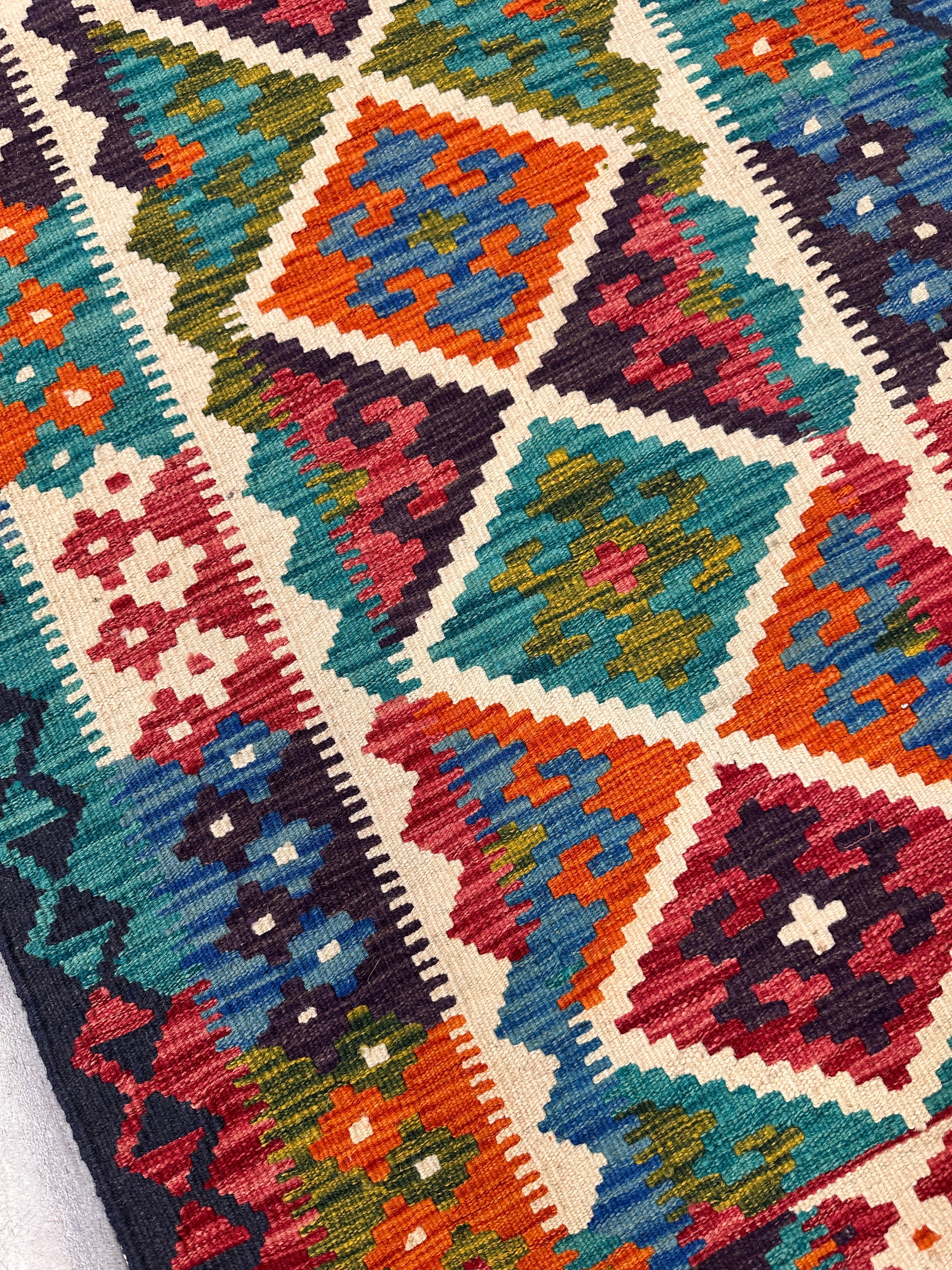 Afghan Kilim Rug – Hand-Woven Wool Tribal Flatweave – 2'10" x 4'4" – New
